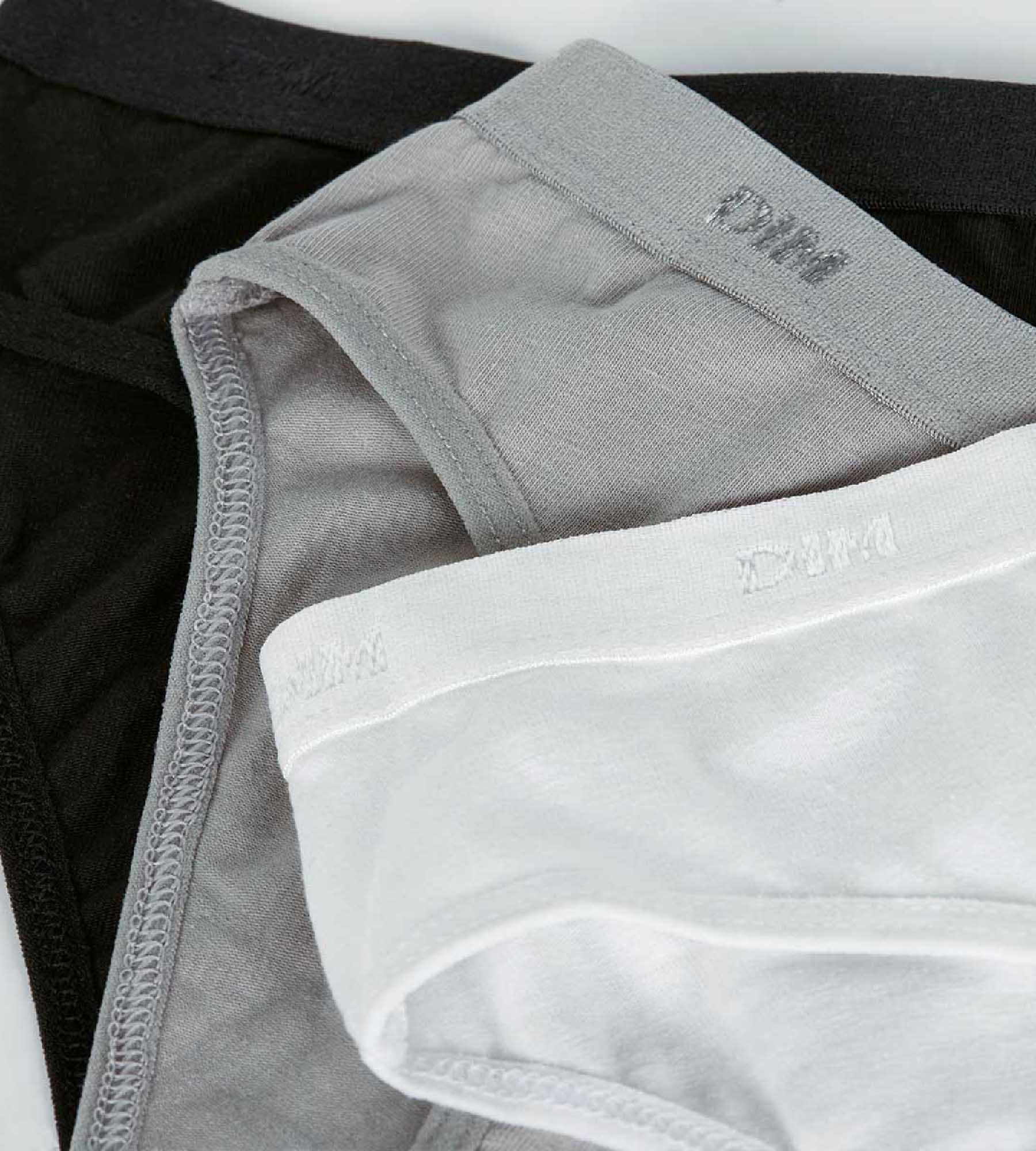 DIM 3er-Pack Mädchenslips mit Logobund schwarz/weiß/grau - Pockets