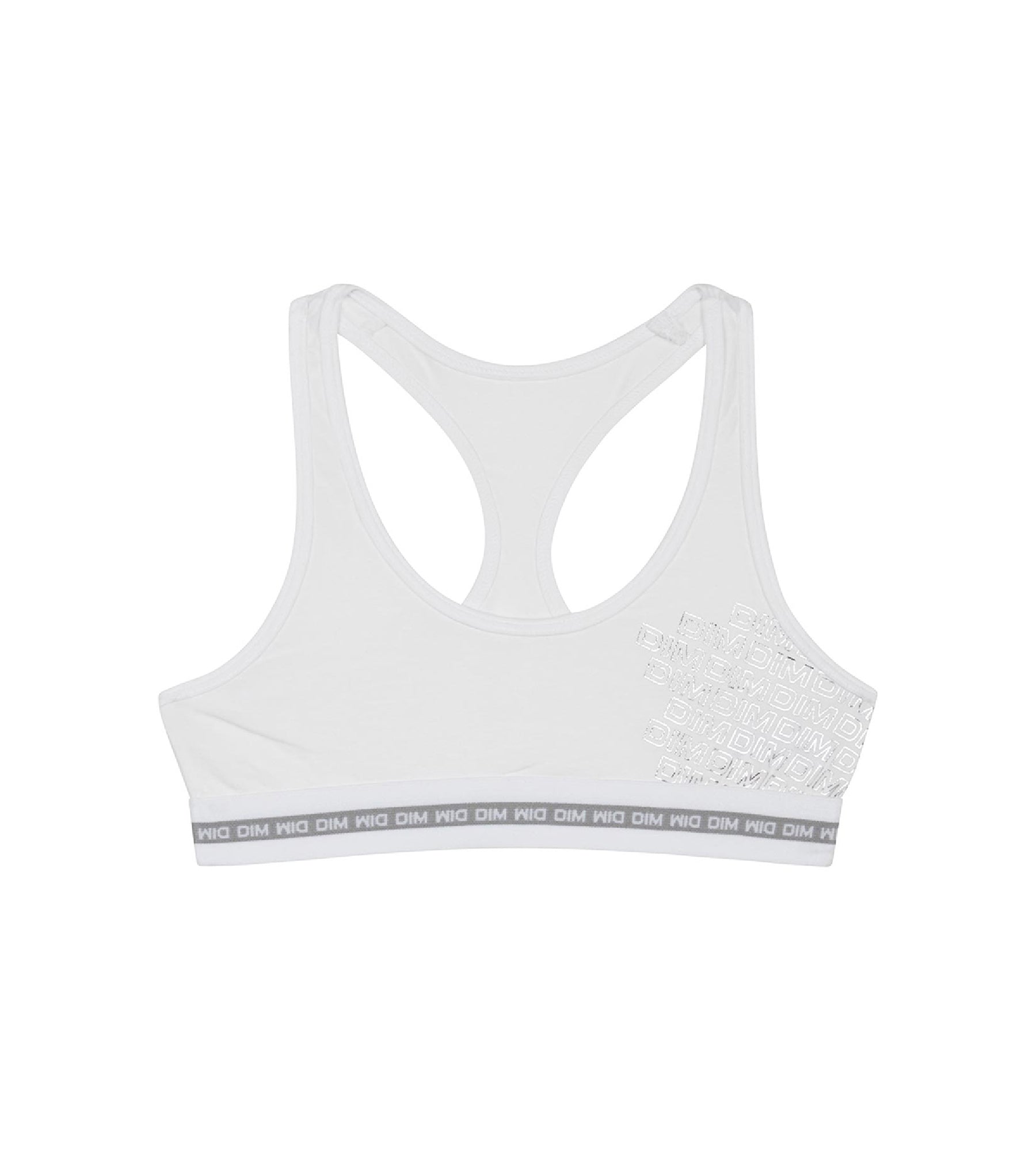 DIM Weißer Mädchen-Sport-BH aus Stretch-Baumwolle mit Metallic-Print - DIM Sport
