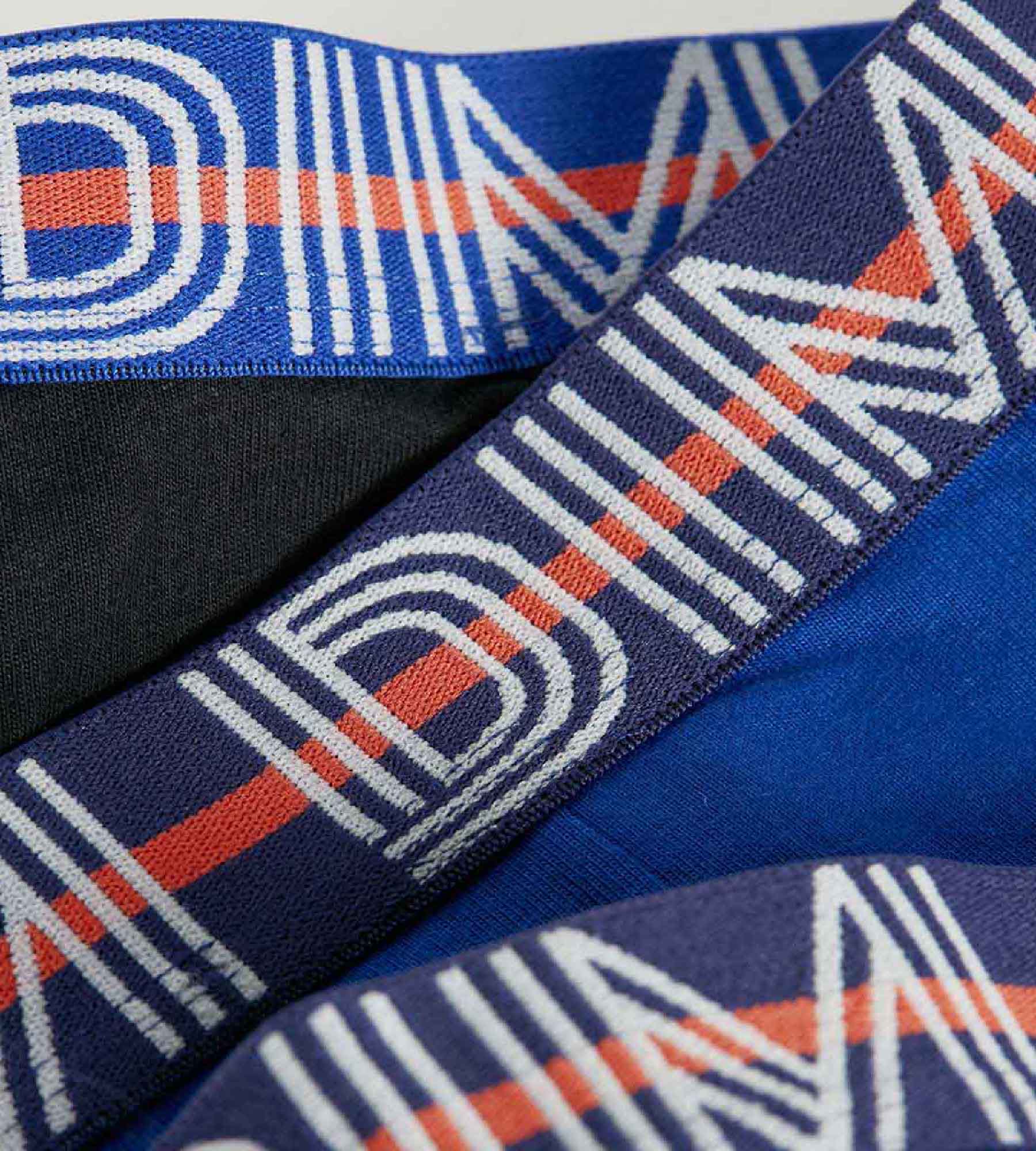 DIM 3er-Pack schwarze/blaue Jungen-Boxershorts aus Stretch-Baumwolle mit Kontrastbund - EcoDIM
