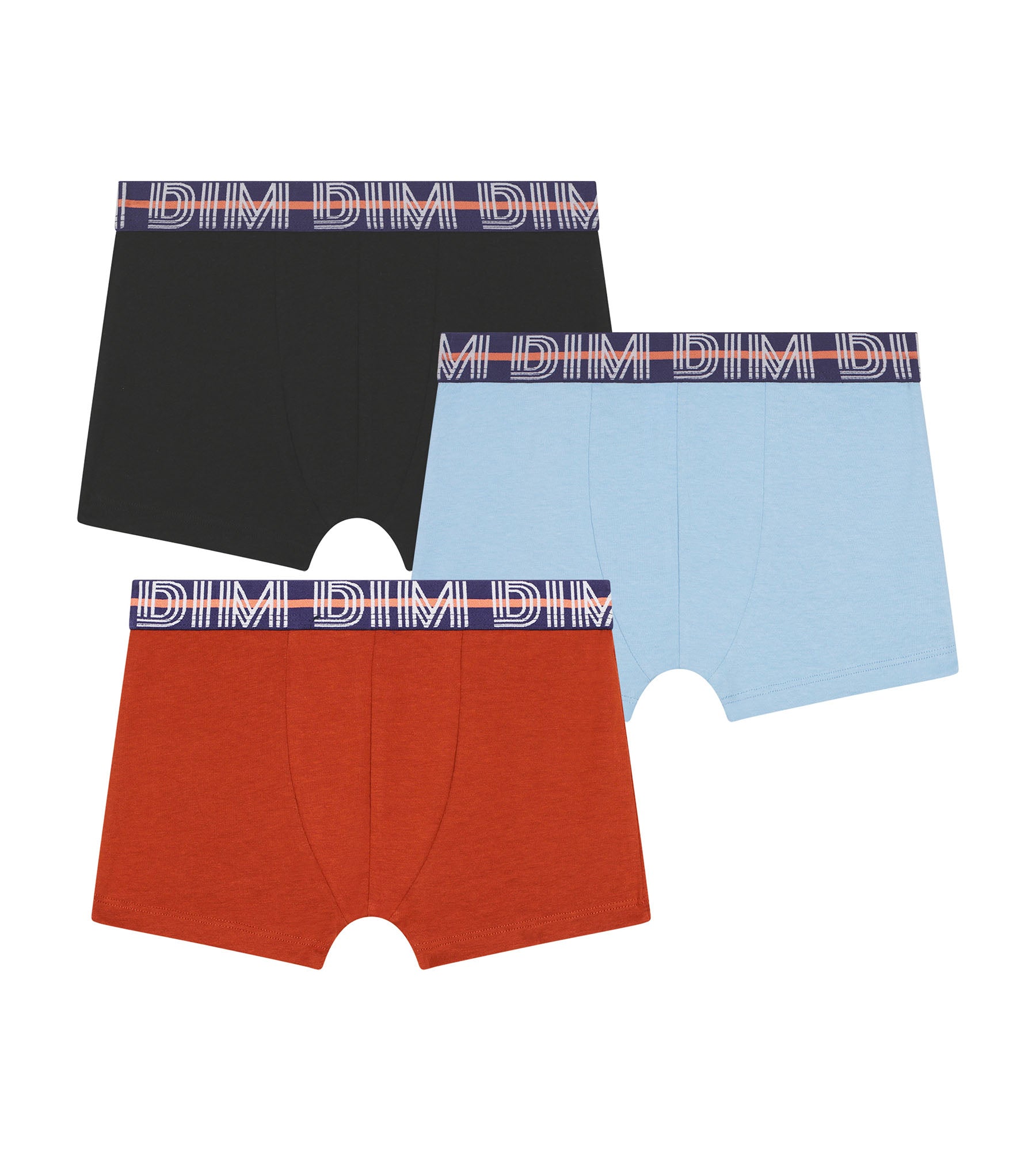 DIM 3er-Pack Boxershorts für Jungen Blau Rot Grafikgürtel Dim Stretch-Baumwolle