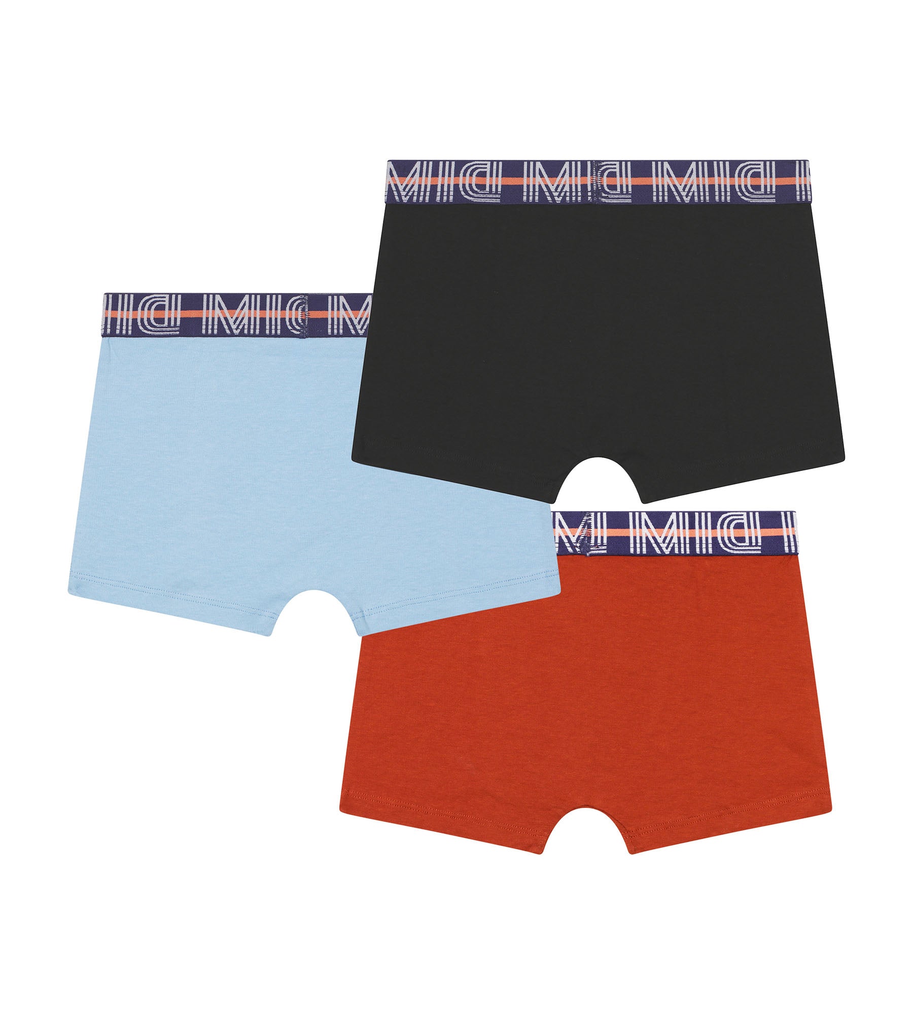 DIM 3er-Pack Boxershorts für Jungen Blau Rot Grafikgürtel Dim Stretch-Baumwolle