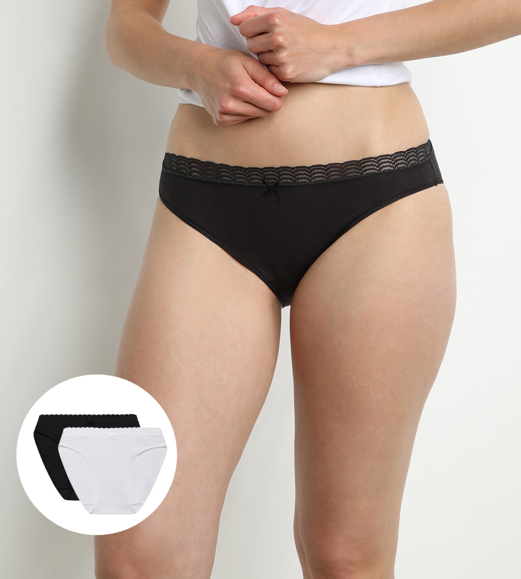 DIM 2er-Pack Baumwoll-Slips schwarz/weiß - Fashion