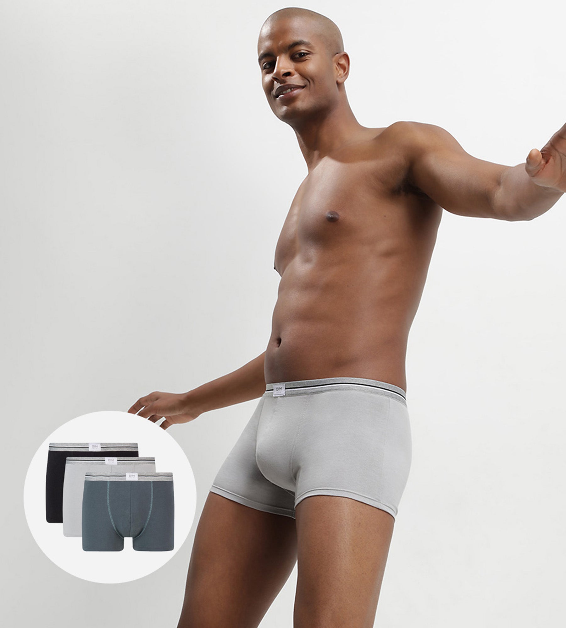 DIM 3er-Pack Boxershorts aus robuster Stretch-Baumwolle blau/grau - Ultra Resist