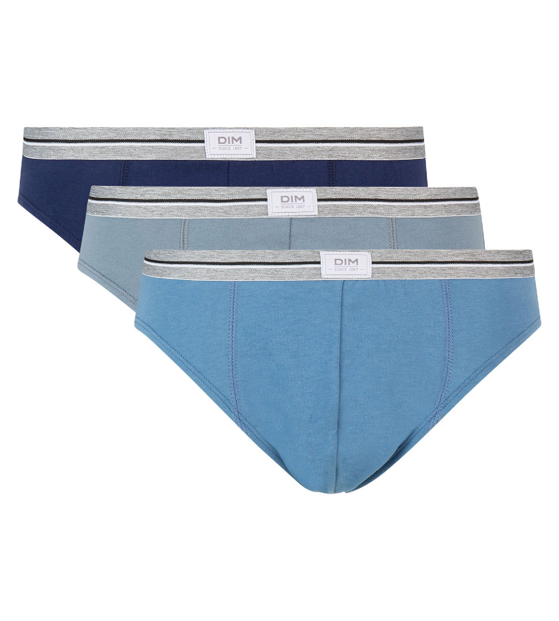 DIM 3er-Pack Slips aus robuster Stretch-Baumwolle blau/grau - Ultra Resist