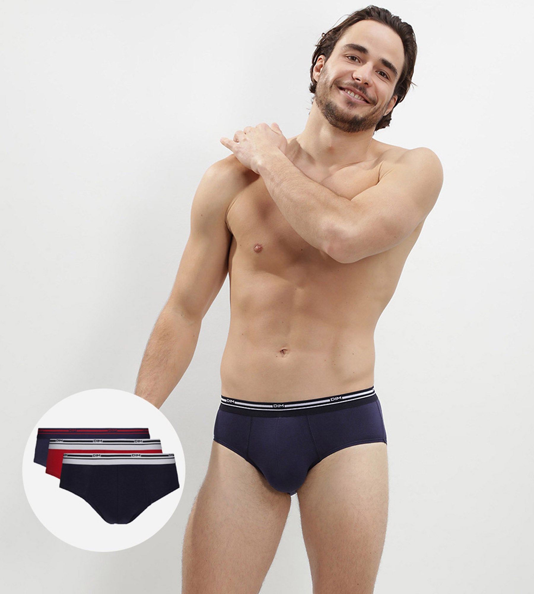 DIM 3er-Pack lavarote/dunkelblaue Slips aus Stretch-Baumwolle - Classic Colors