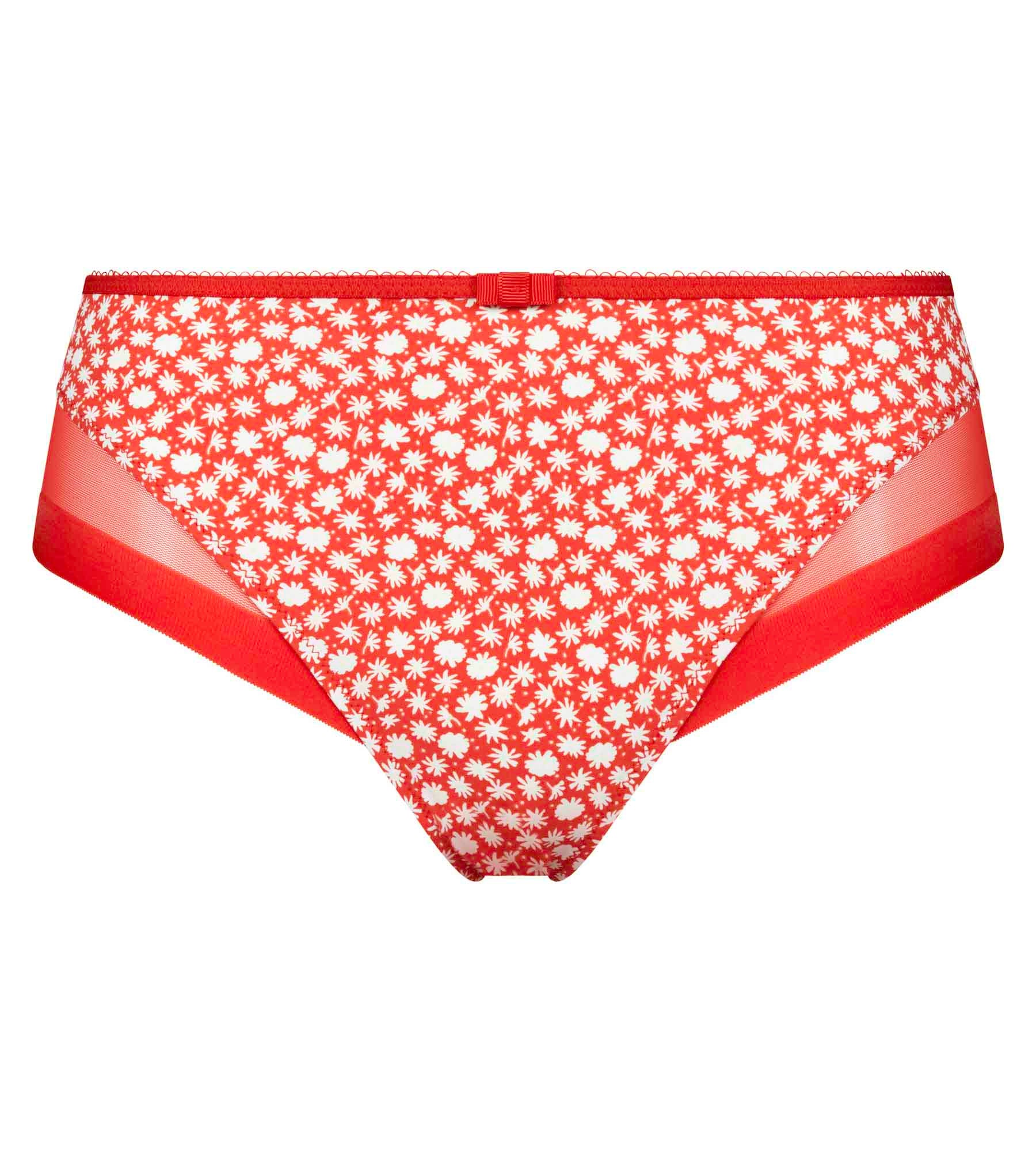 DIM Roter Mikrofaser-Slip mit weißen Blümchen und Tülleinsätzen – Generous