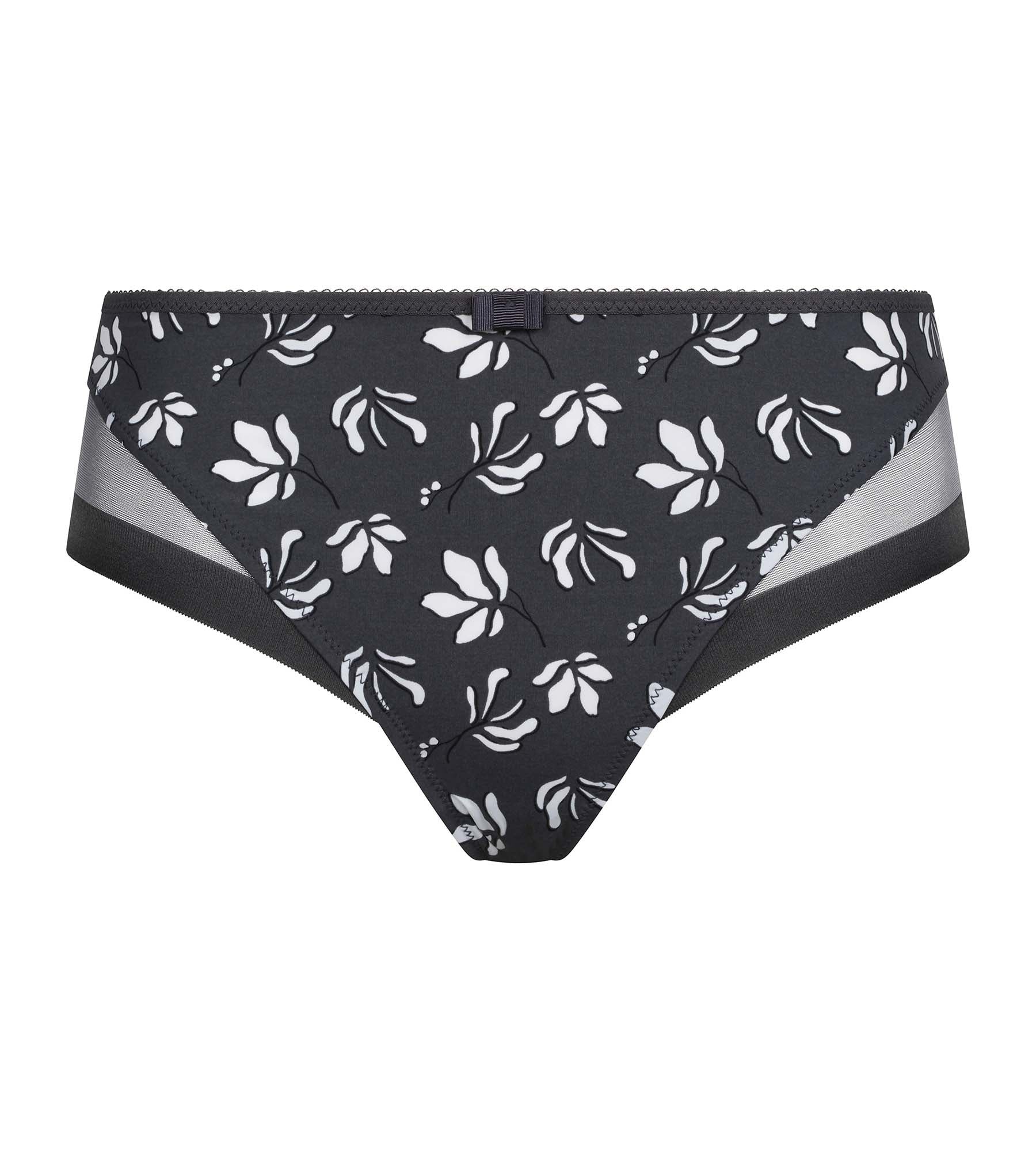 DIM Grauer Mikrofaser–Slip mit Tülleinsätzen und Blumenmuster – Generous