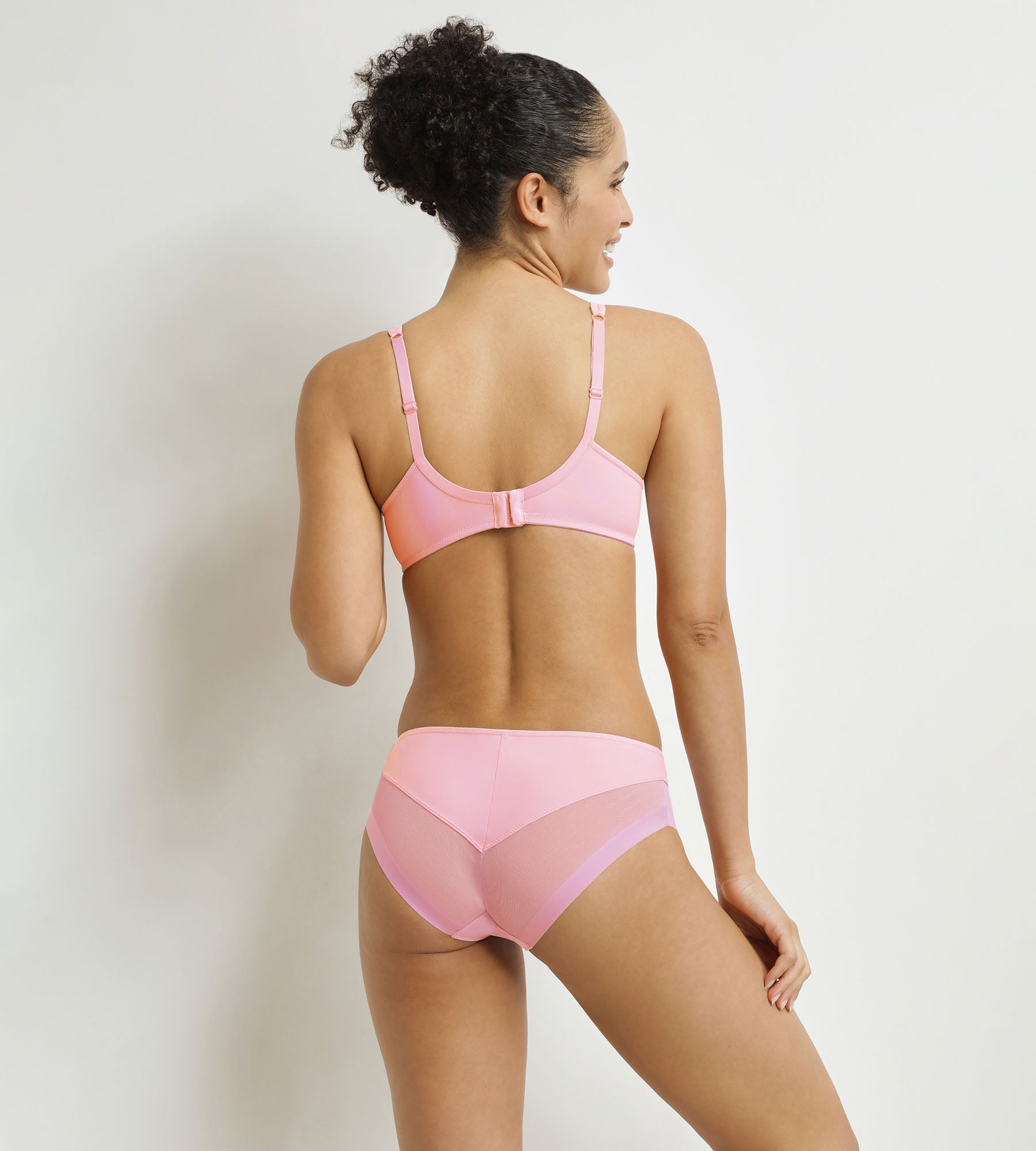 DIM Slip für Frauen halbtransparent Rosa Blümchen Dim Generous