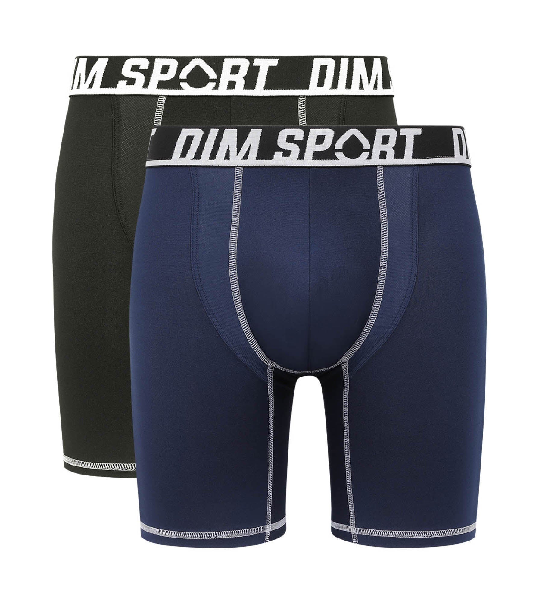 DIM 2er-Pack lange Boxershorts aus Mikrofaser schwarz/blau - DIM Sport
