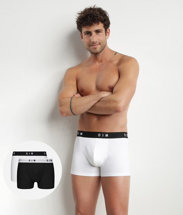 DIM 2er-Pack Boxershorts mit Retrobund schwarz/weiß - DIM Originals