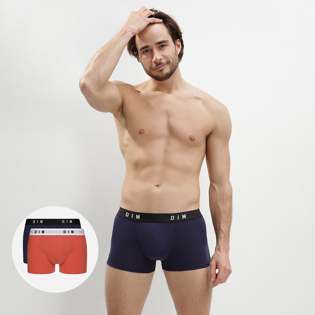 DIM 2er-Pack Boxershorts mit Retrobund blau/rot - DIM Originals