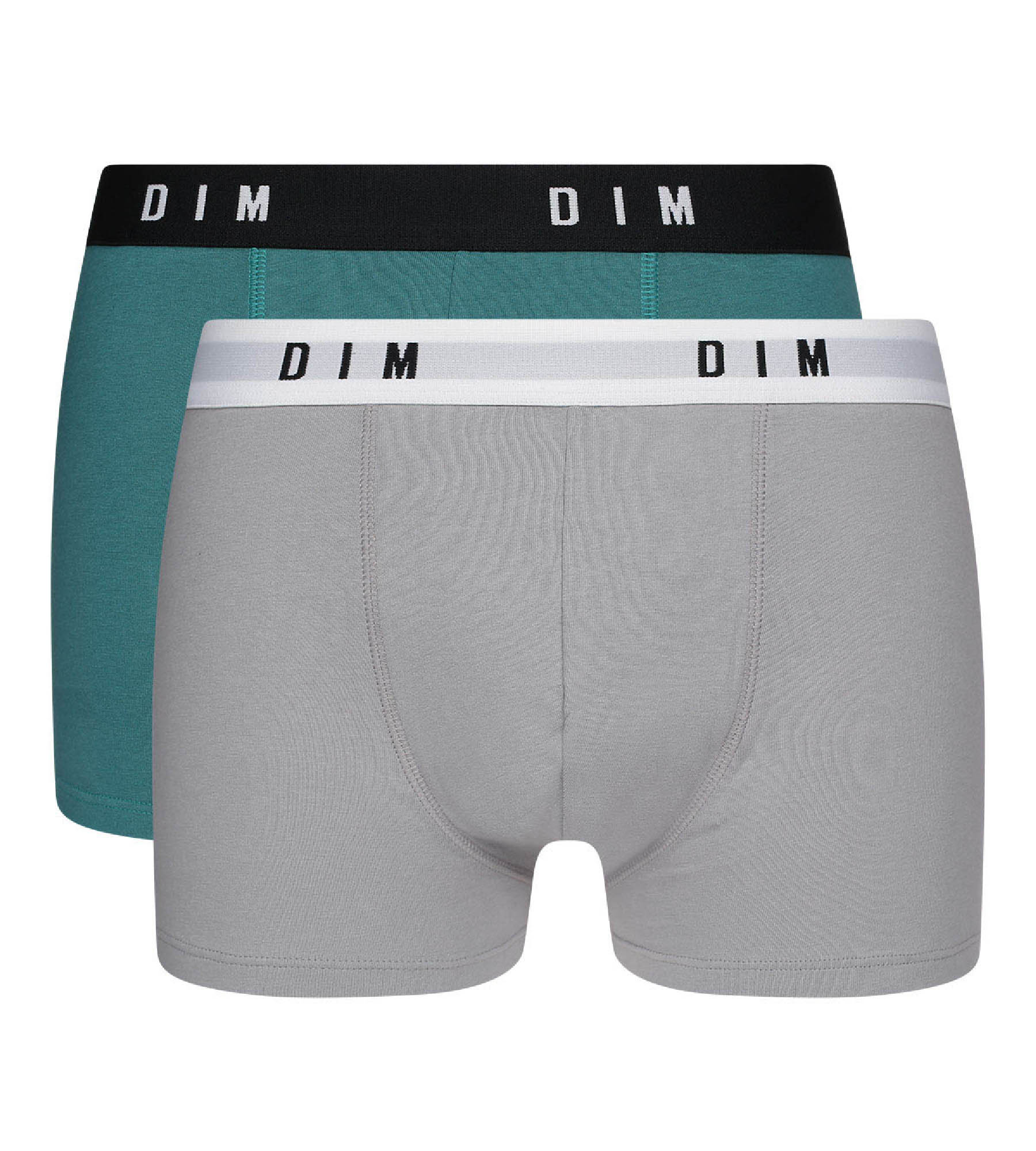DIM 2er-Pack Boxershorts mit Retrobund smaragdgrün/grau - DIM Originals
