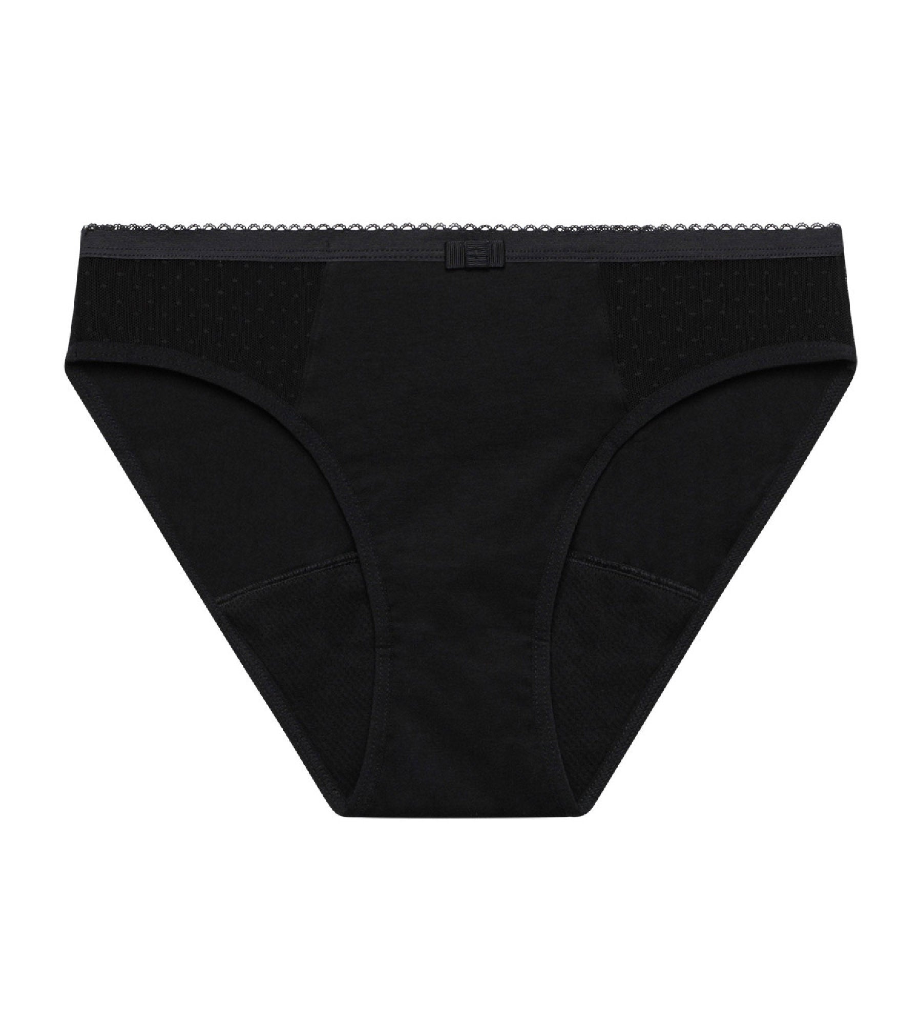 DIM Schwarzer Periodenslip aus Bio-Baumwolle mit Meshdetail - DIM Protect mittlere Blutung