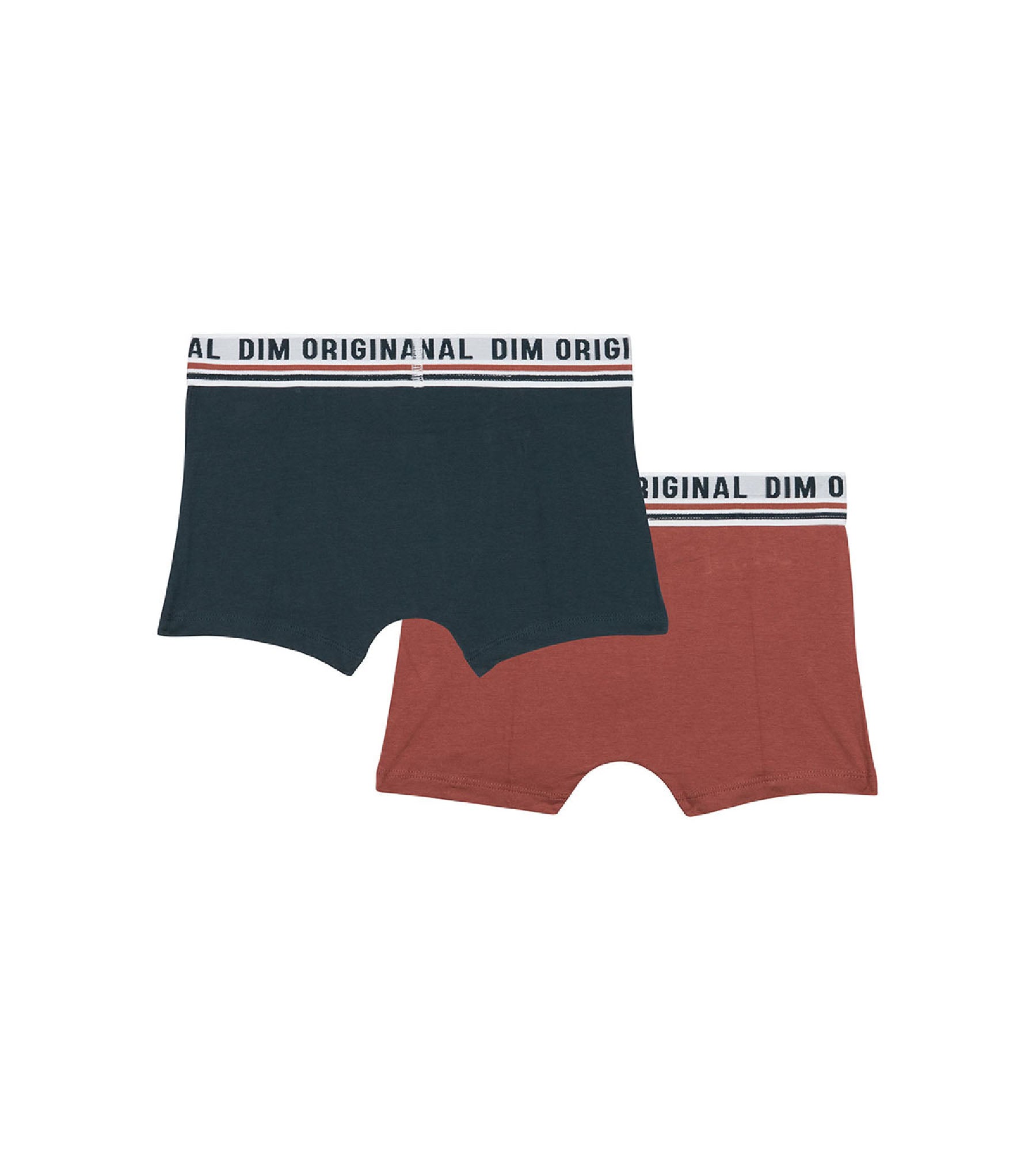 DIM 2er-Pack ziegelrote/dunkelblaue Jungen-Boxershorts aus Stretch-Baumwolle - DIM Originals