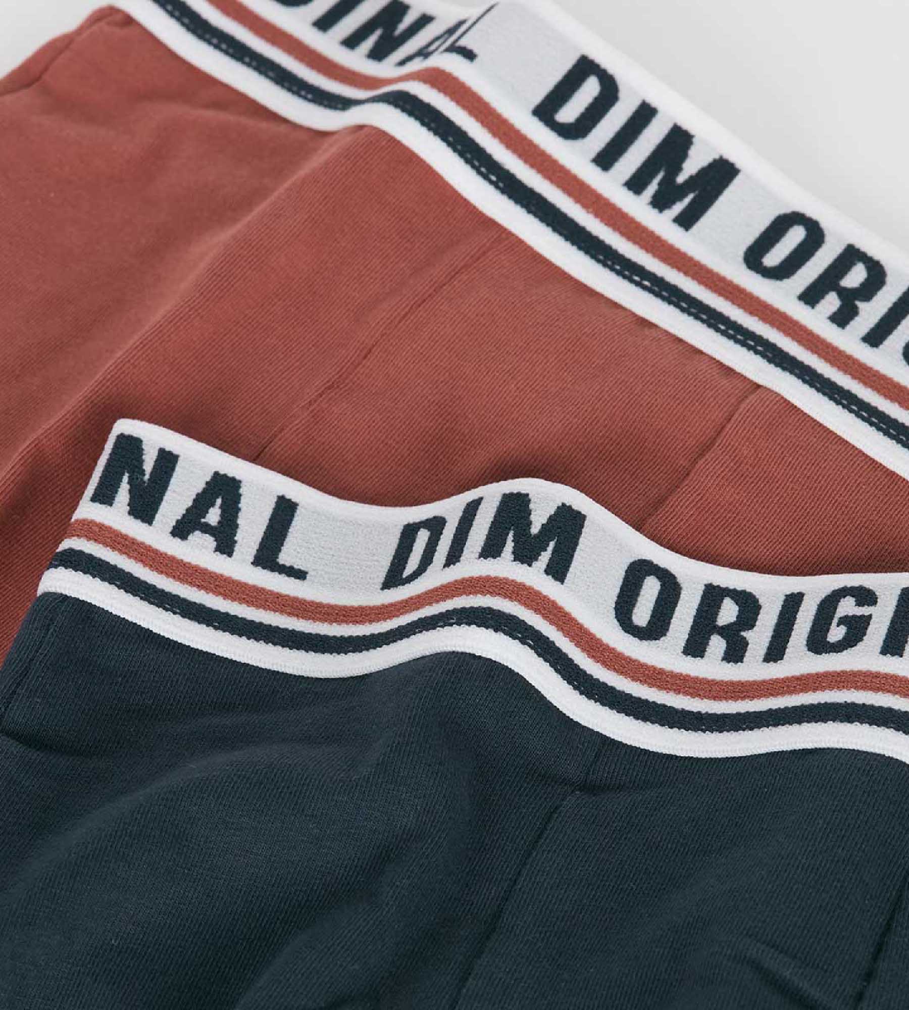 DIM 2er-Pack ziegelrote/dunkelblaue Jungen-Boxershorts aus Stretch-Baumwolle - DIM Originals