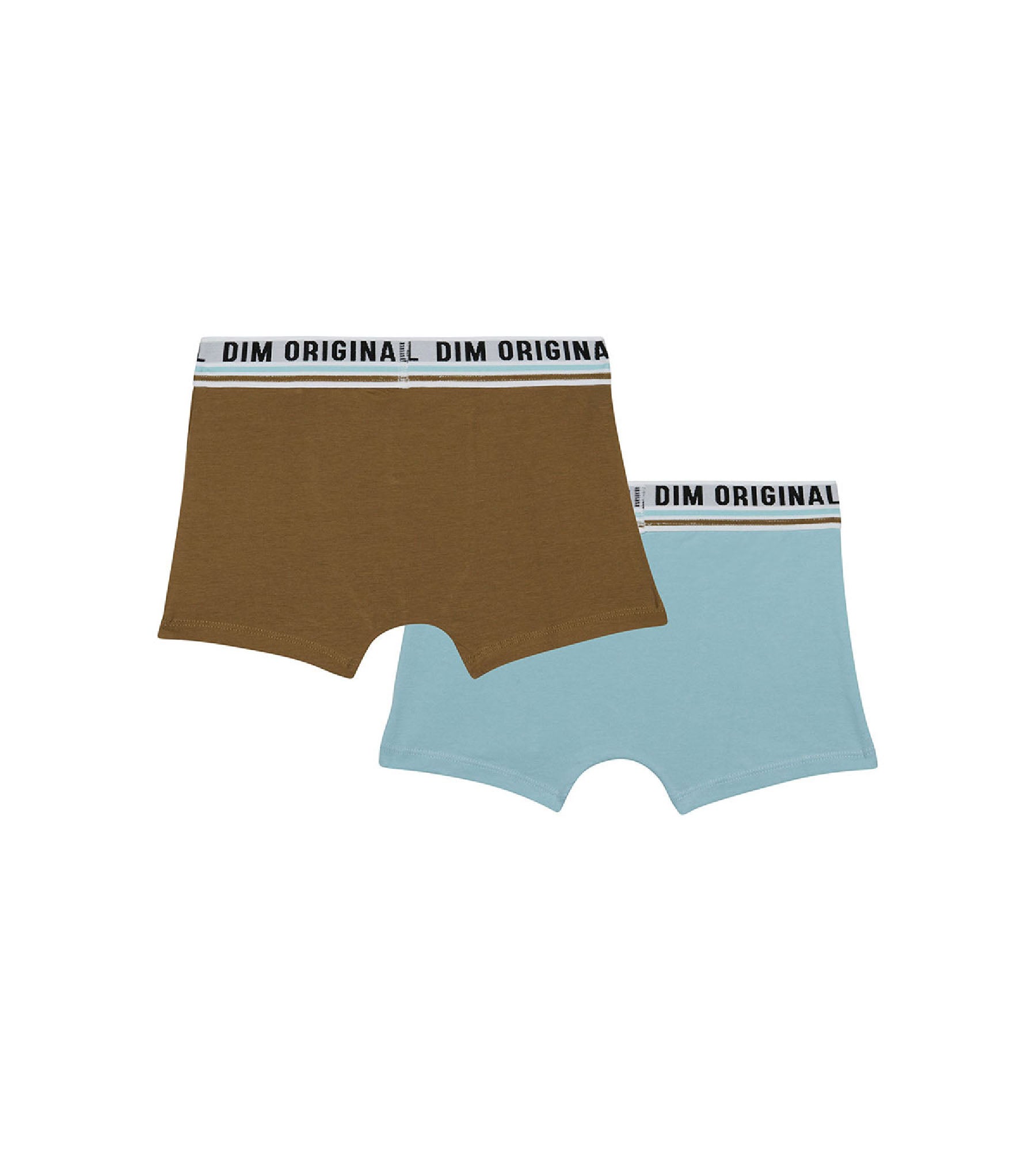 DIM 2er-Pack pastellblaue/hellbraune Jungen-Boxershorts aus Stretch-Baumwolle - DIM Originals