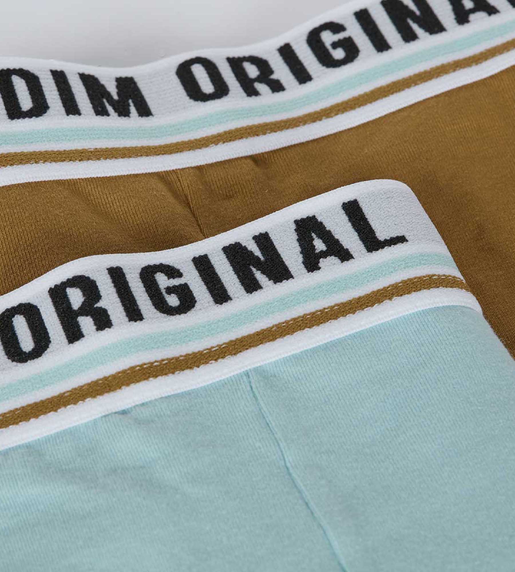 DIM 2er-Pack pastellblaue/hellbraune Jungen-Boxershorts aus Stretch-Baumwolle - DIM Originals