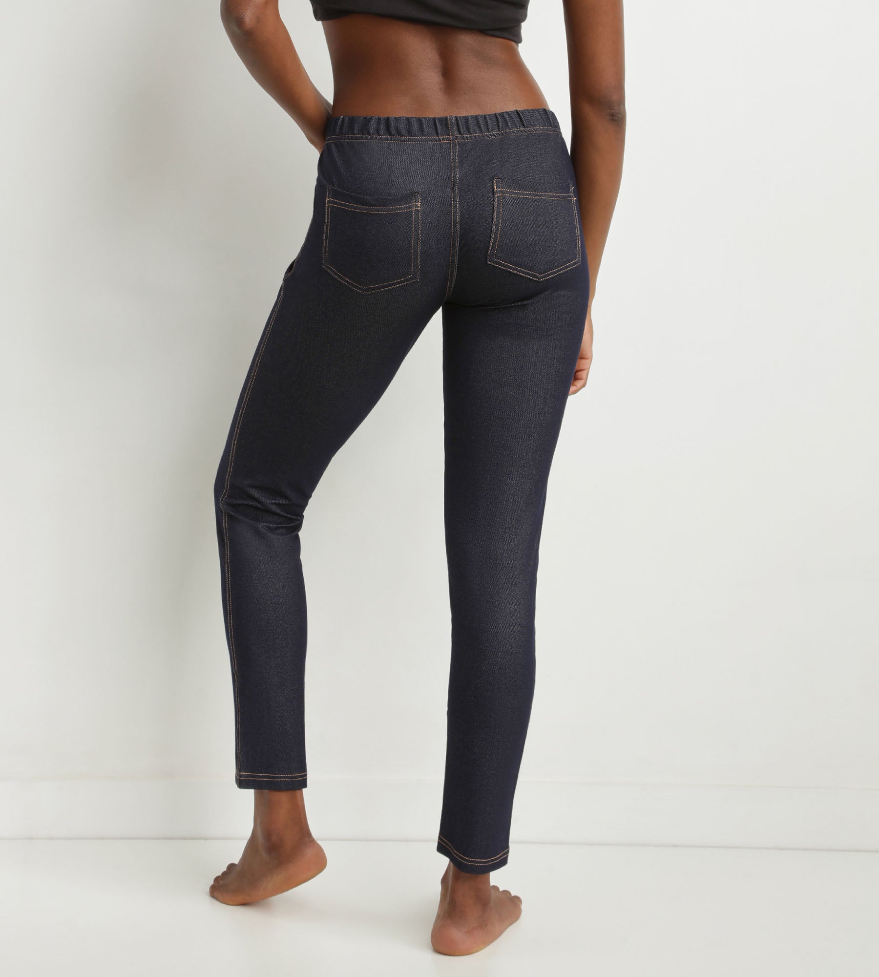 DIM Marineblaue Damen-Leggings in Denim-Optik mit Taschen Dim Relax & Go