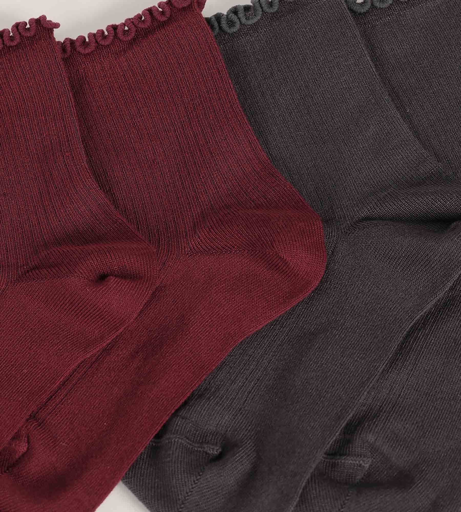 DIM Packung mit 2 Paar Damensocken mit Rüschen Red Dim Modal