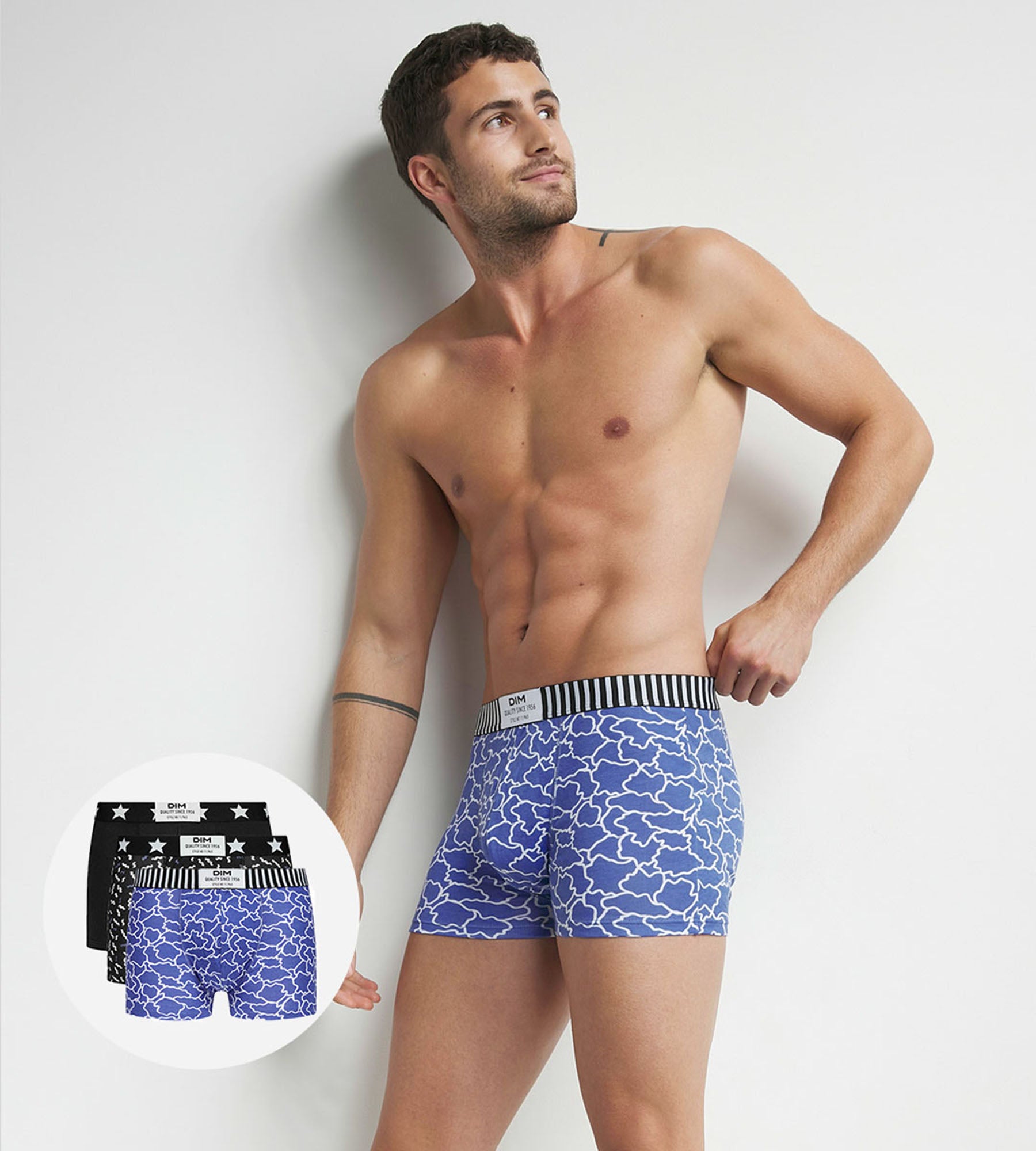 DIM 3er-Pack Boxershorts aus Stretch-Baumwolle mit Wolken-Print - DIM Vibes