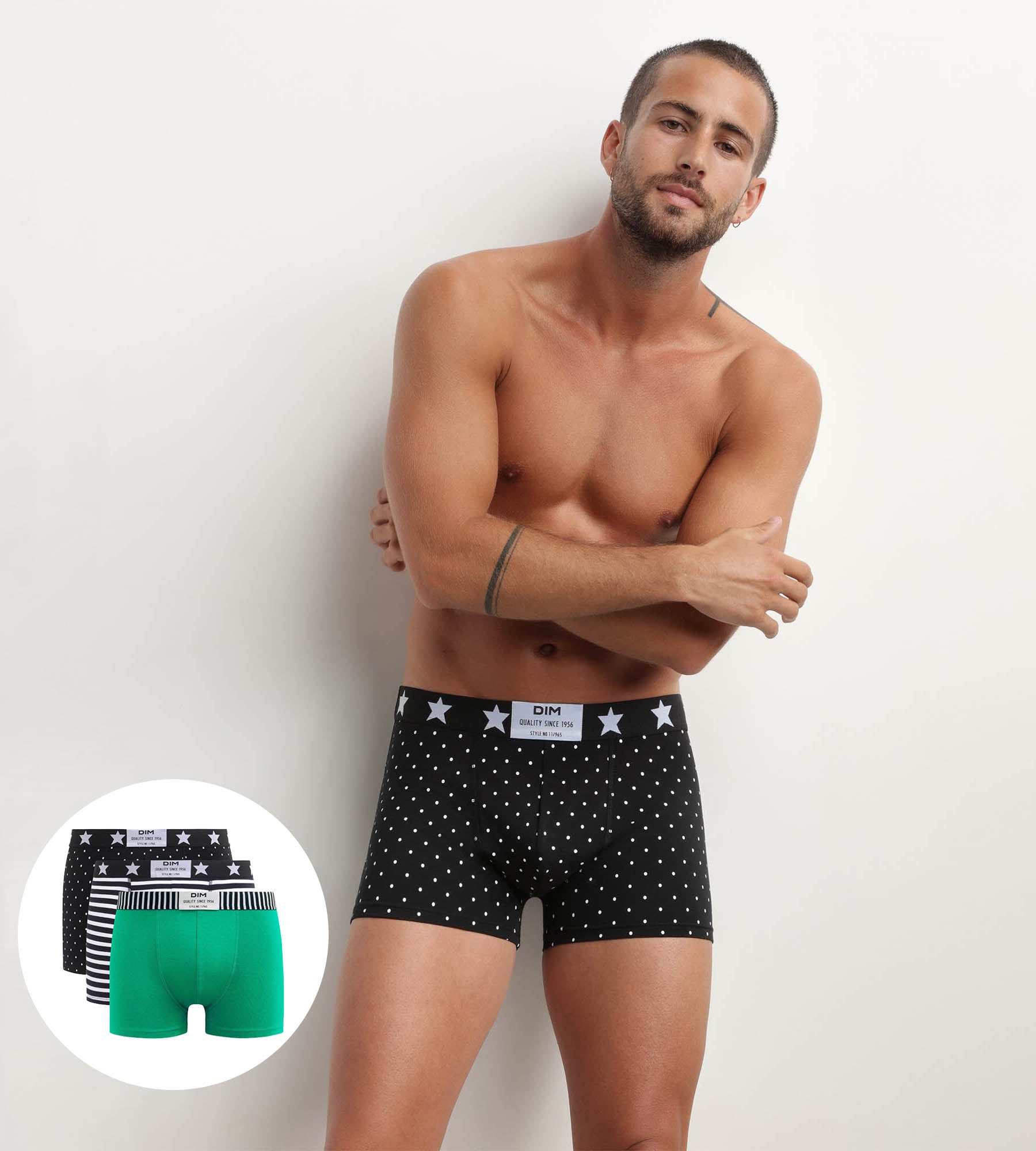 DIM 3er-Pack Boxershorts aus Stretch-Baumwolle mit Punkte-Print - DIM Vibes
