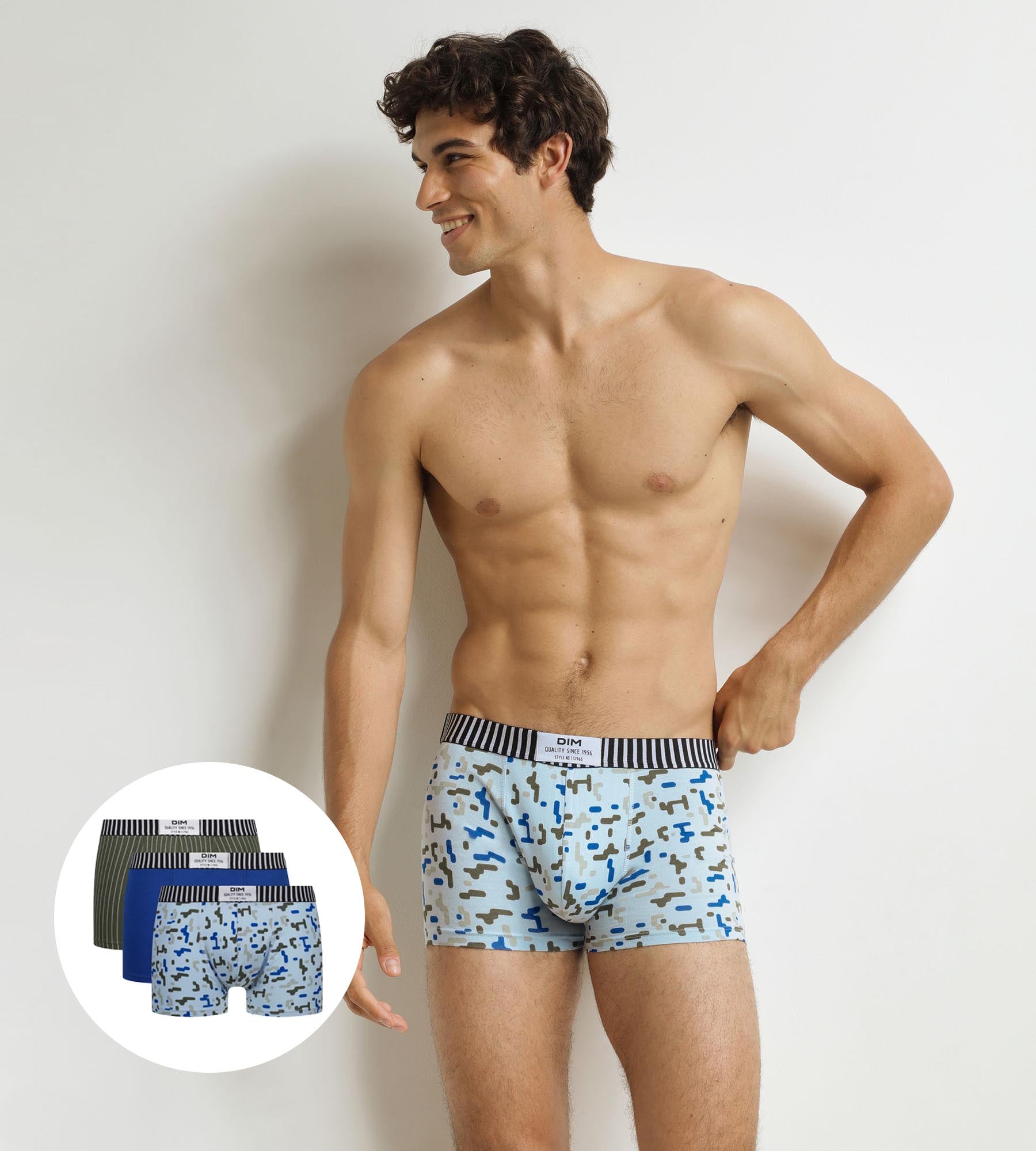 DIM 3er-Pack Herren-Boxershorts Schwarz Blau Khaki Dim Vibes