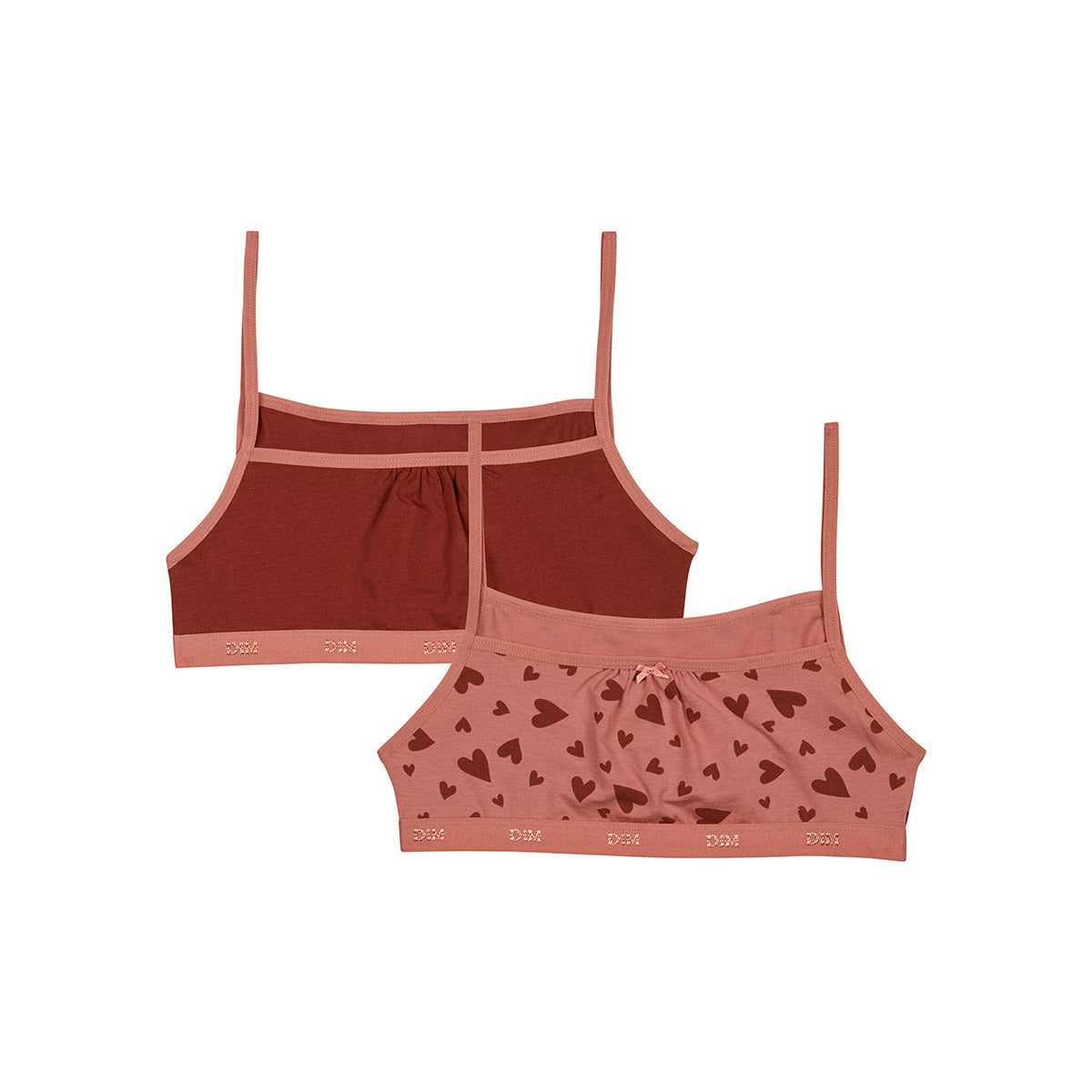 DIM 2er-Pack rosa/rote Mädchen-Bustiers mit Herzchenmotiv - Pockets
