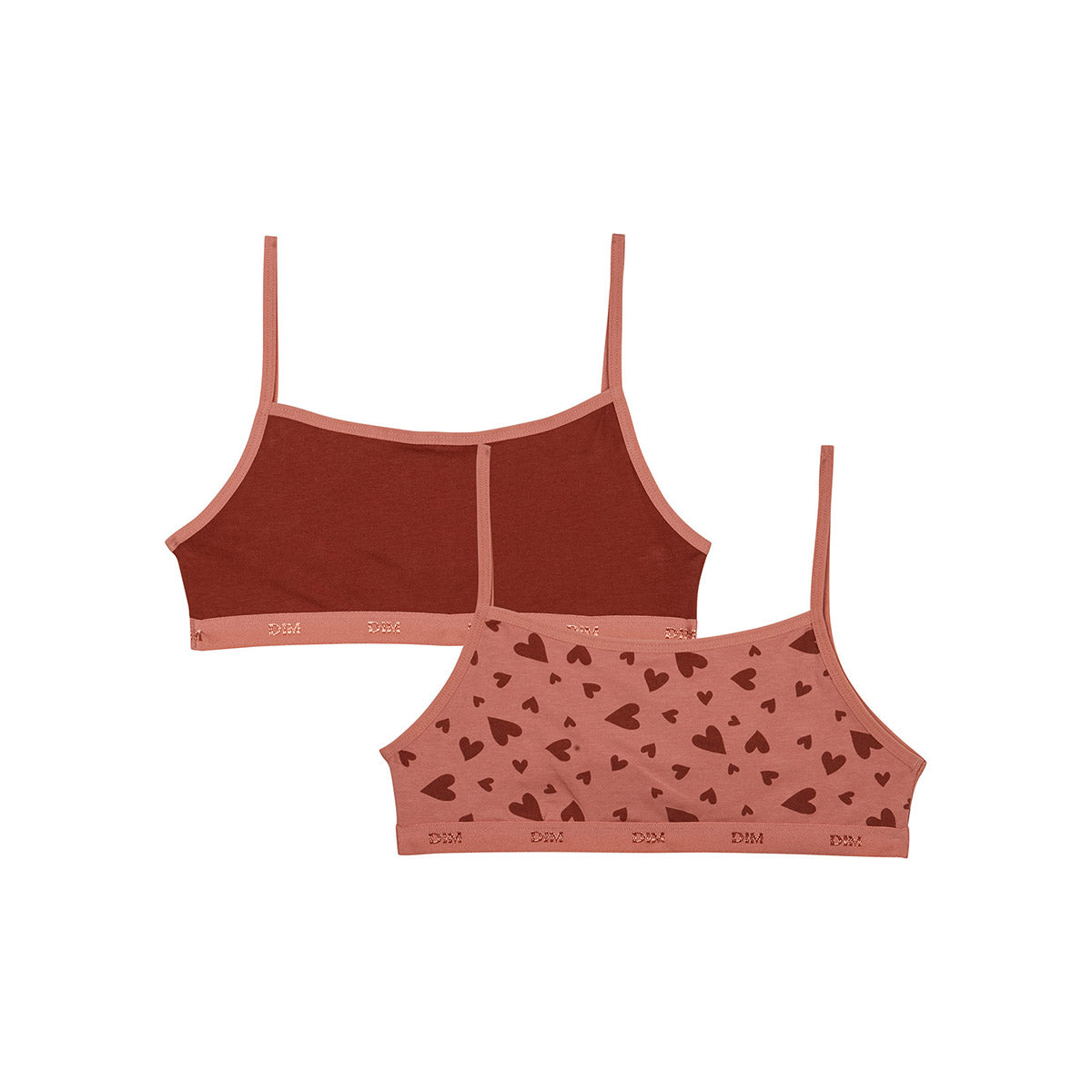DIM 2er-Pack rosa/rote Mädchen-Bustiers mit Herzchenmotiv - Pockets