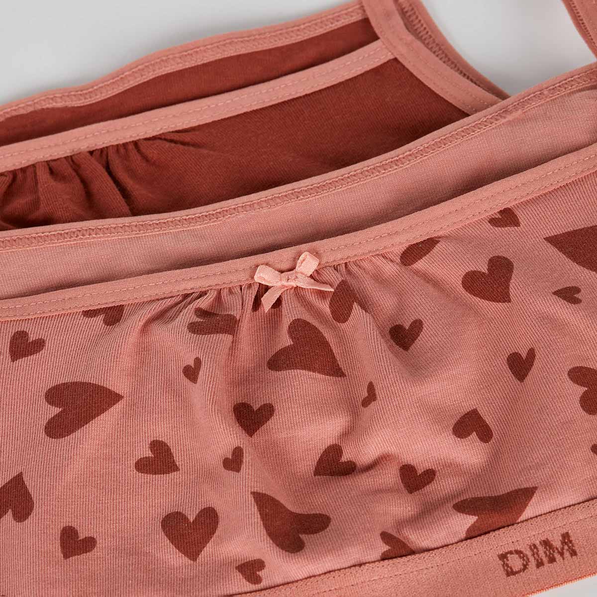 DIM 2er-Pack rosa/rote Mädchen-Bustiers mit Herzchenmotiv - Pockets