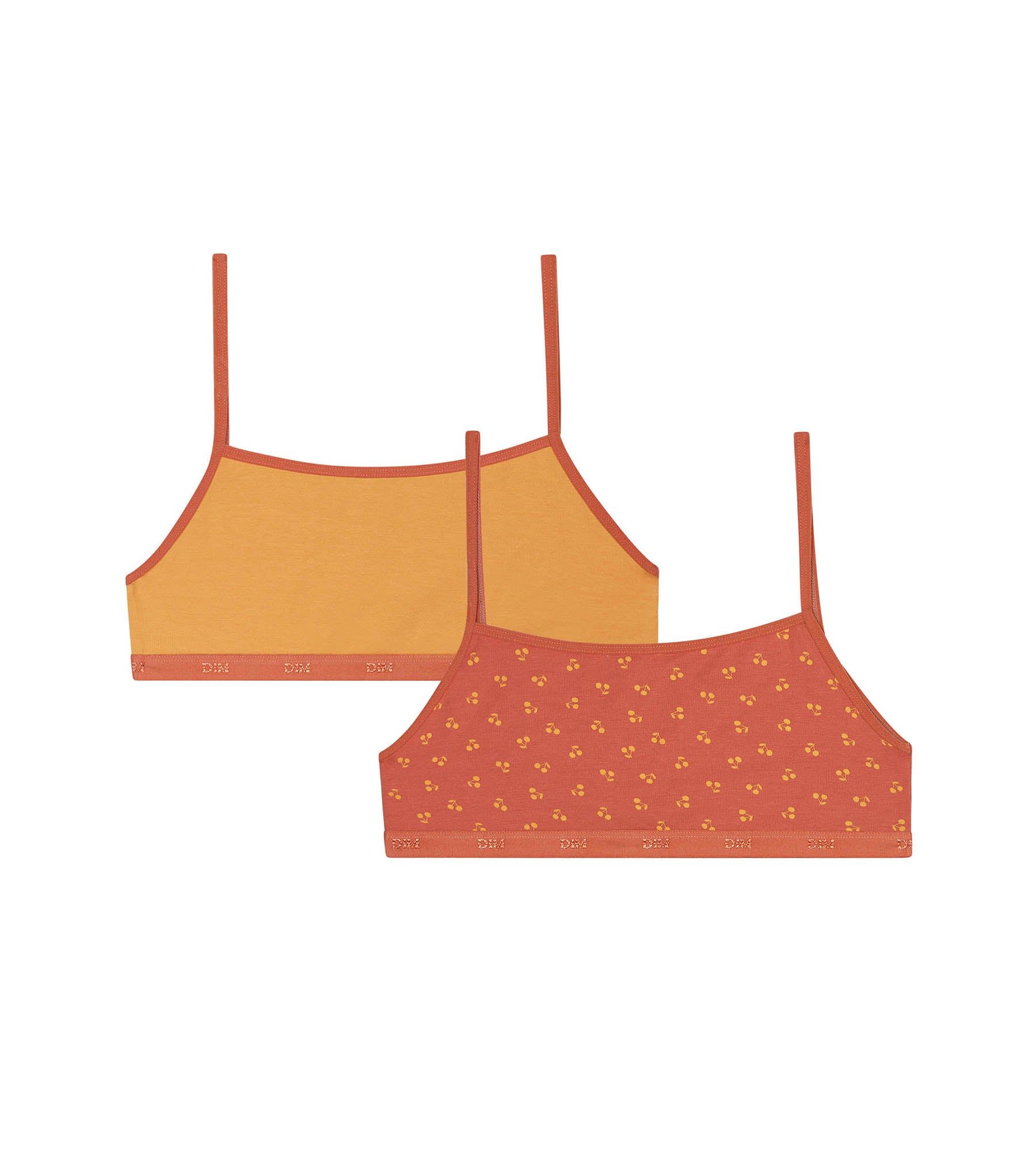 DIM 2er-Pack Mädchen-Bustiers orange/gelb mit Kirsch-Motiv - Pockets