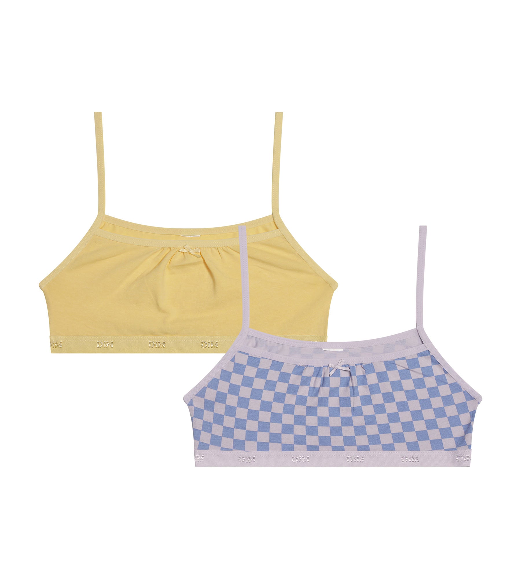 DIM 2er-Pack lila Mächen-BHs aus Stretch-Baumwolle mit Schachbrettmuster – Pockets