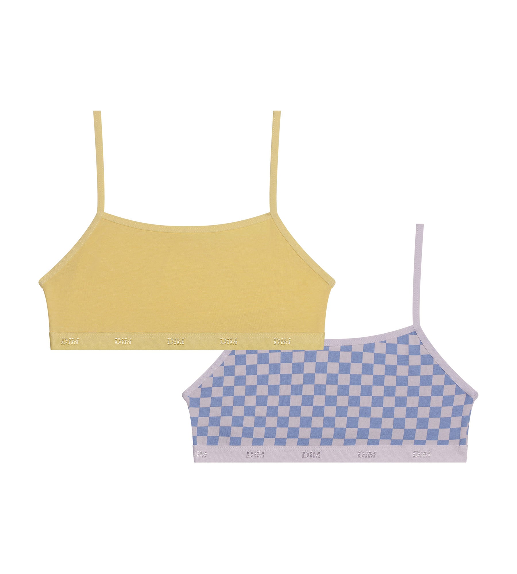 DIM 2er-Pack lila Mächen-BHs aus Stretch-Baumwolle mit Schachbrettmuster – Pockets