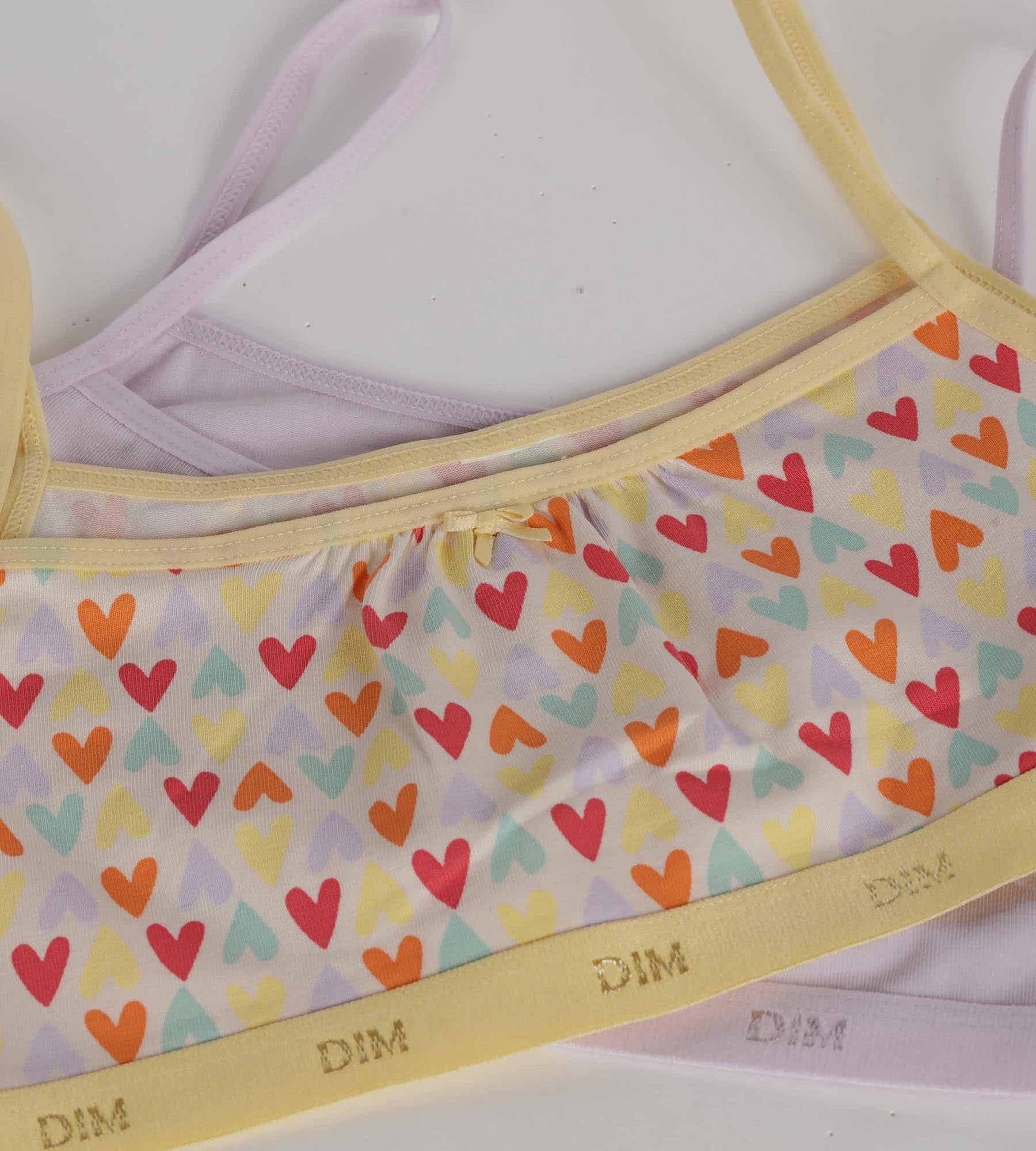 DIM 2er-Pack lila Mädchen-BHs aus Stretch-Baumwolle mit Herzmotiv – Pockets