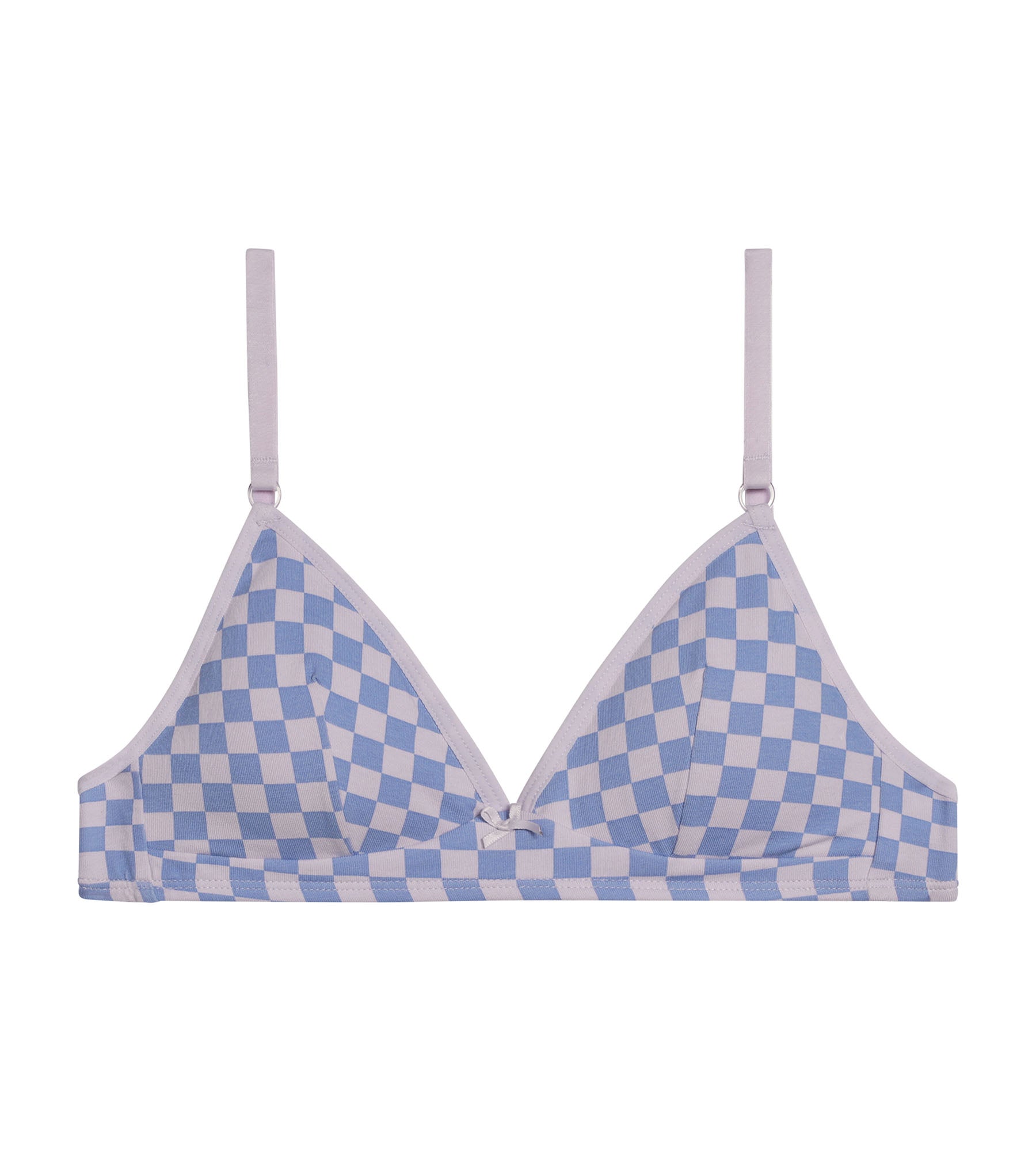 DIM Lila Triangel-BH aus Stretch-Baumwolle mit Schachbrettmuster – Pockets