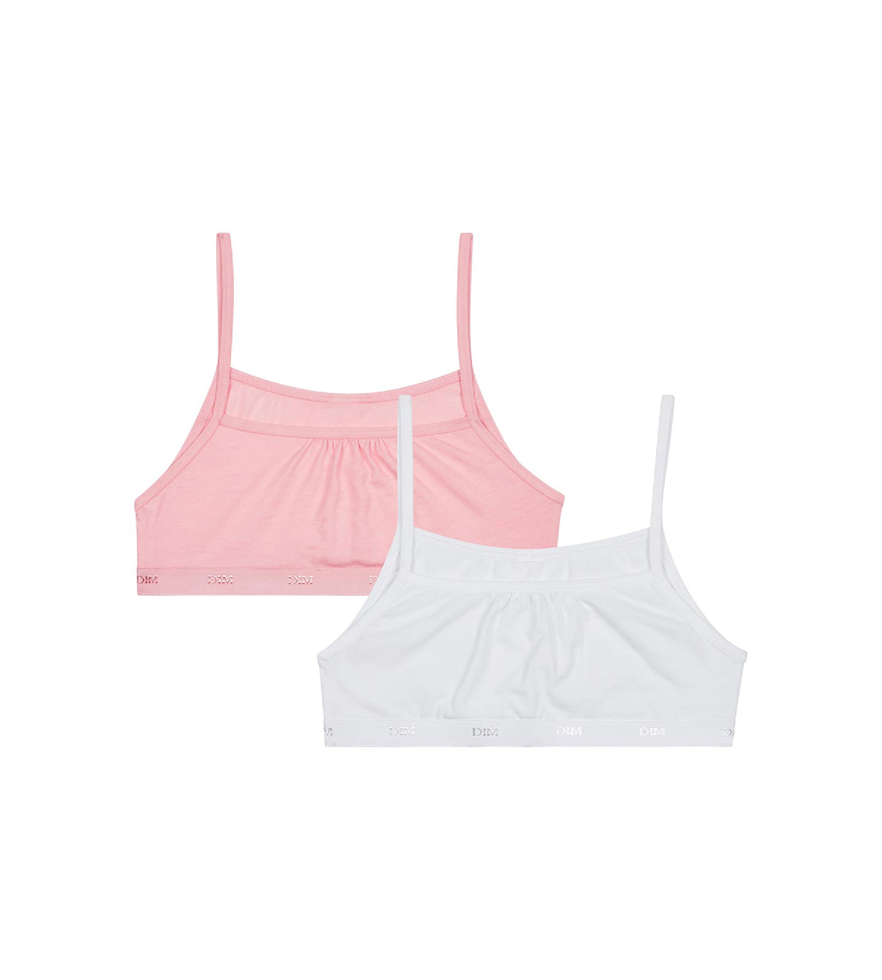 DIM 2er-Pack Mädchen-Bustiers aus Stretch-Baumwolle rosé/weiß - EcoDIM