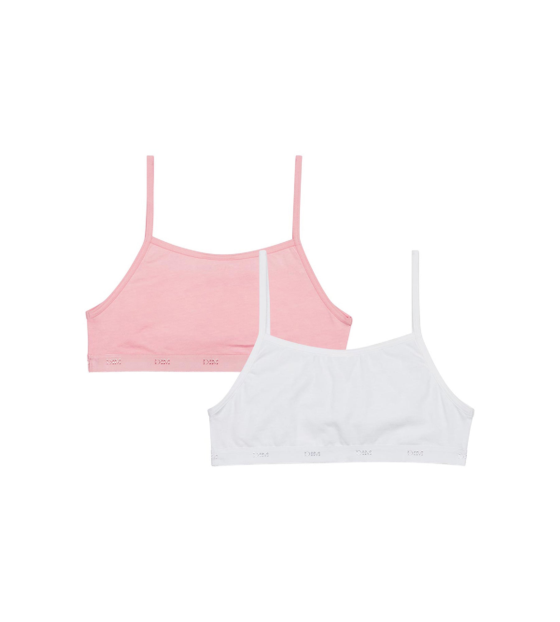 DIM 2er-Pack Mädchen-Bustiers aus Stretch-Baumwolle rosé/weiß - EcoDIM