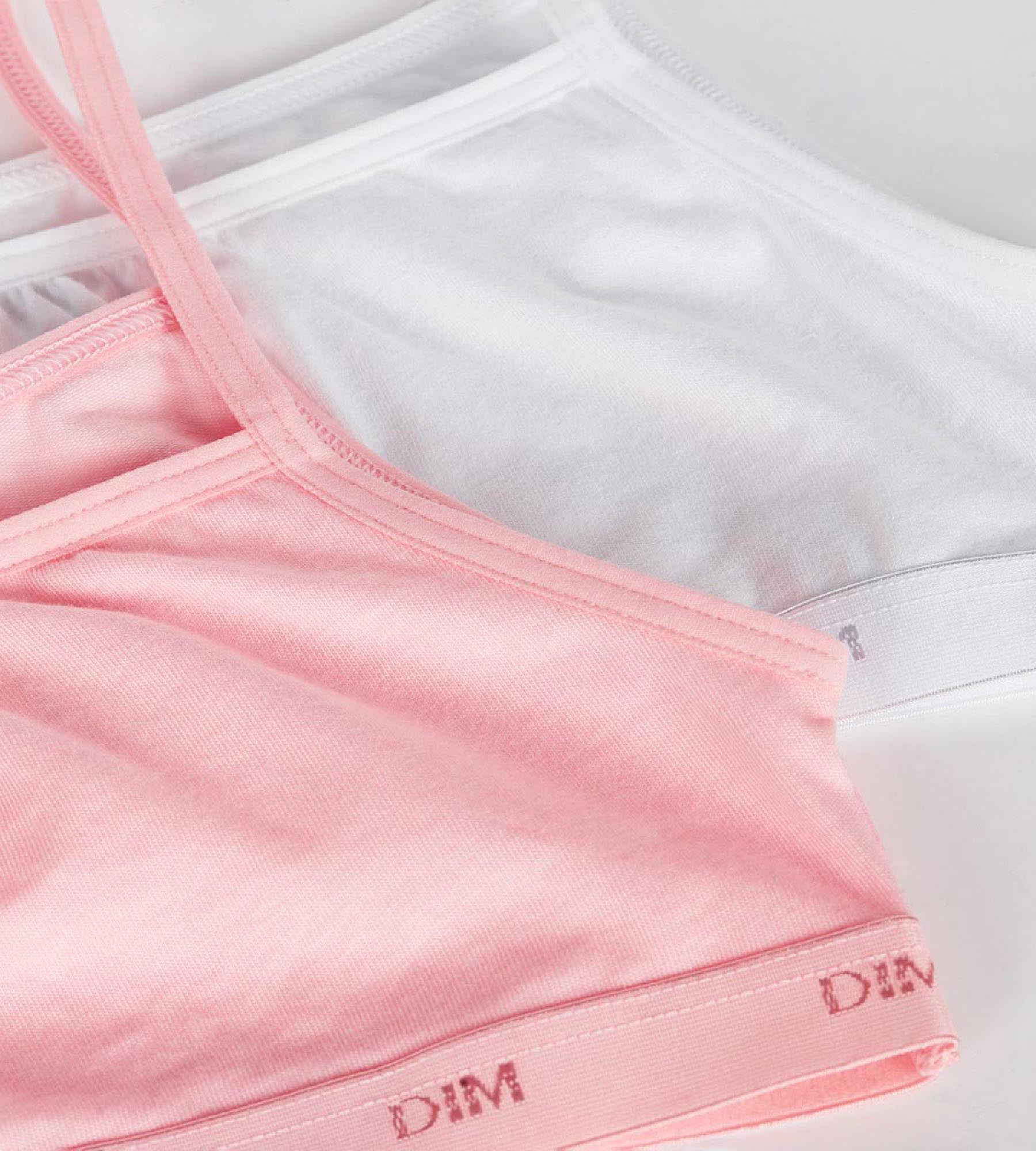 DIM 2er-Pack Mädchen-Bustiers aus Stretch-Baumwolle rosé/weiß - EcoDIM