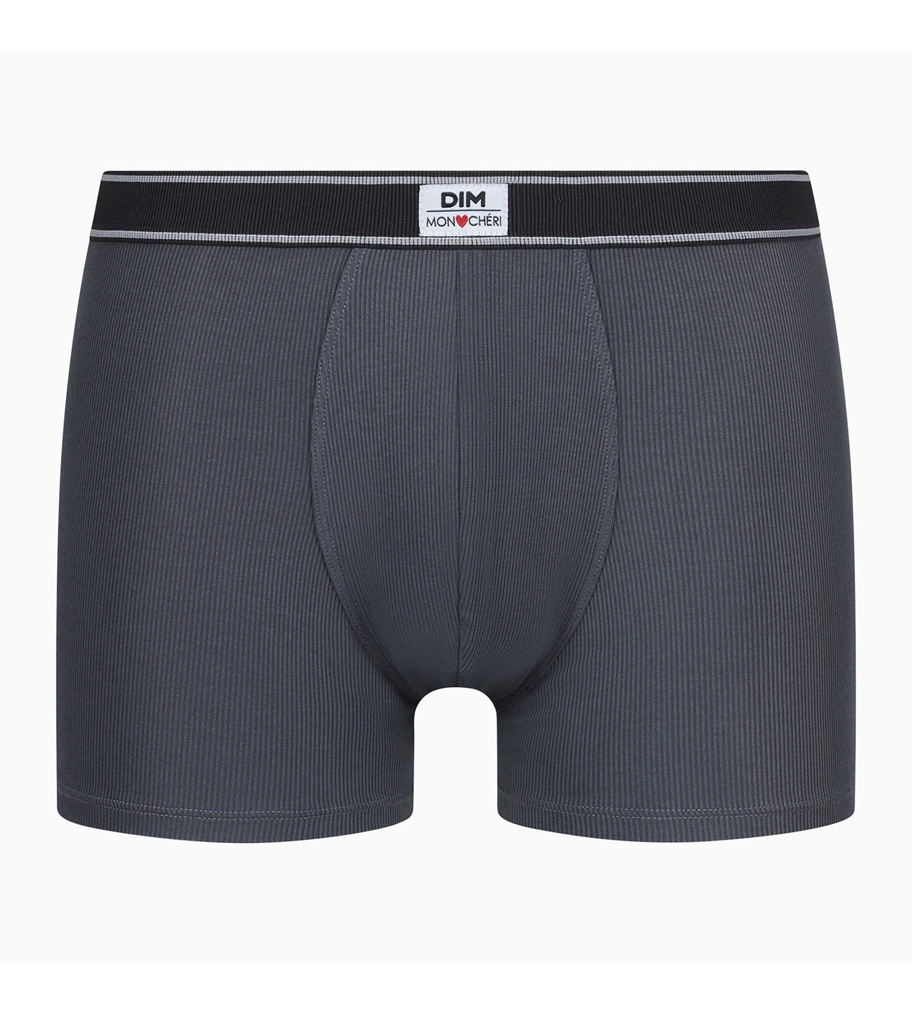 DIM Granitgraue Boxershorts aus gerippter Modal-Baumwolle mit schwarzem Gürtel - DIM Elegant