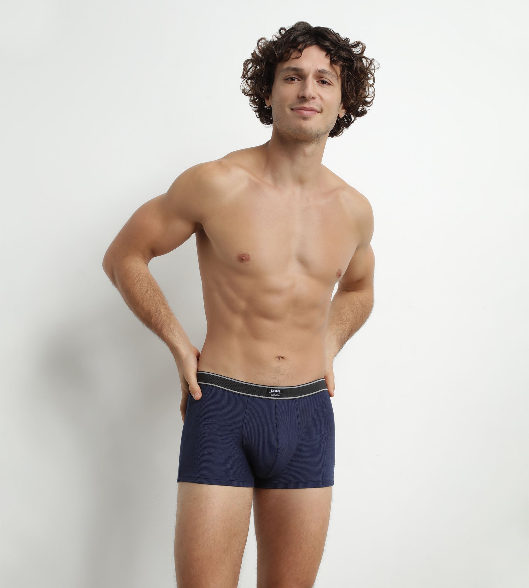 DIM Dunkelblaue Boxershorts aus gerippter Modal-Baumwolle - DIM Elegant