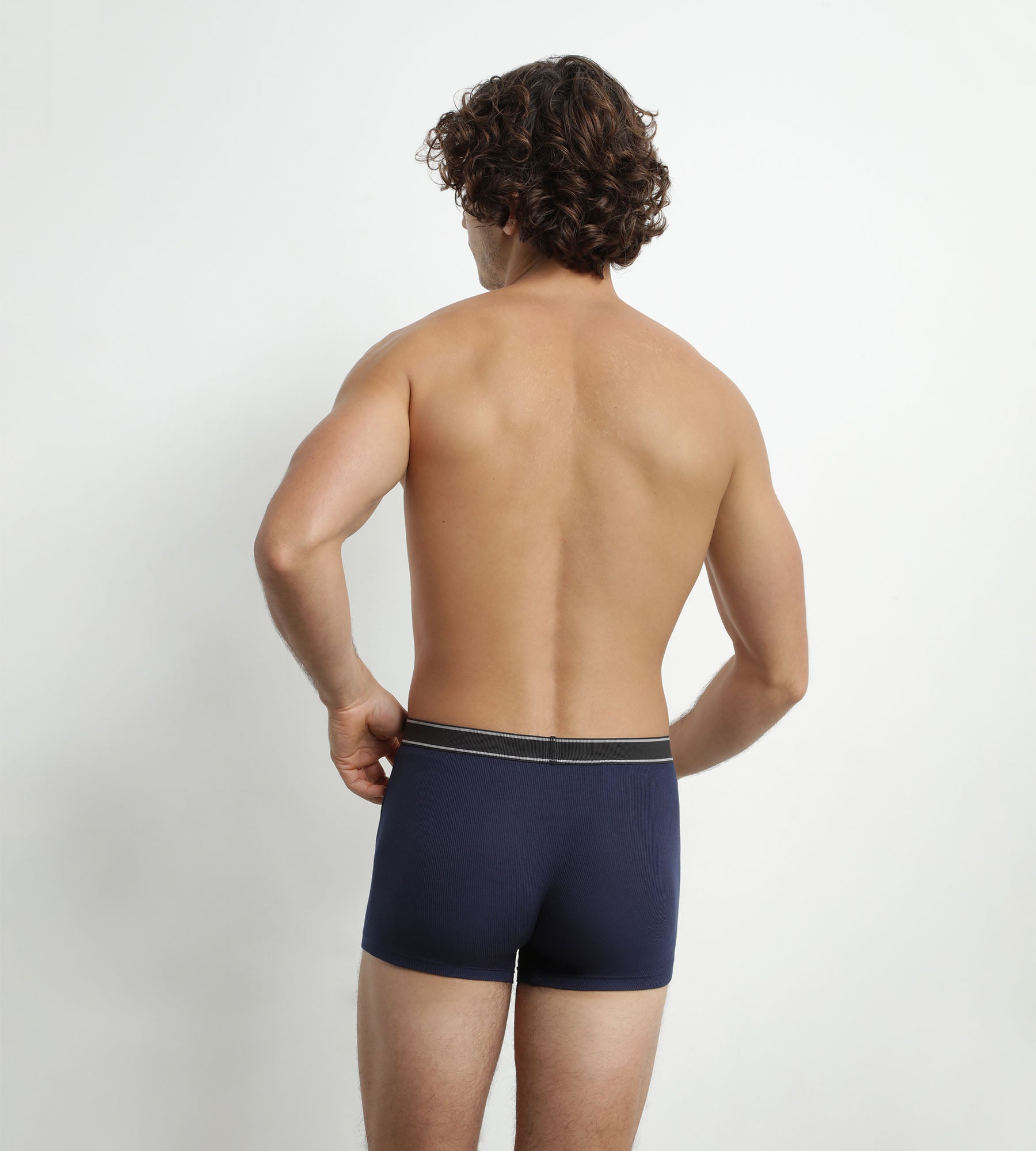 DIM Dunkelblaue Boxershorts aus gerippter Modal-Baumwolle - DIM Elegant