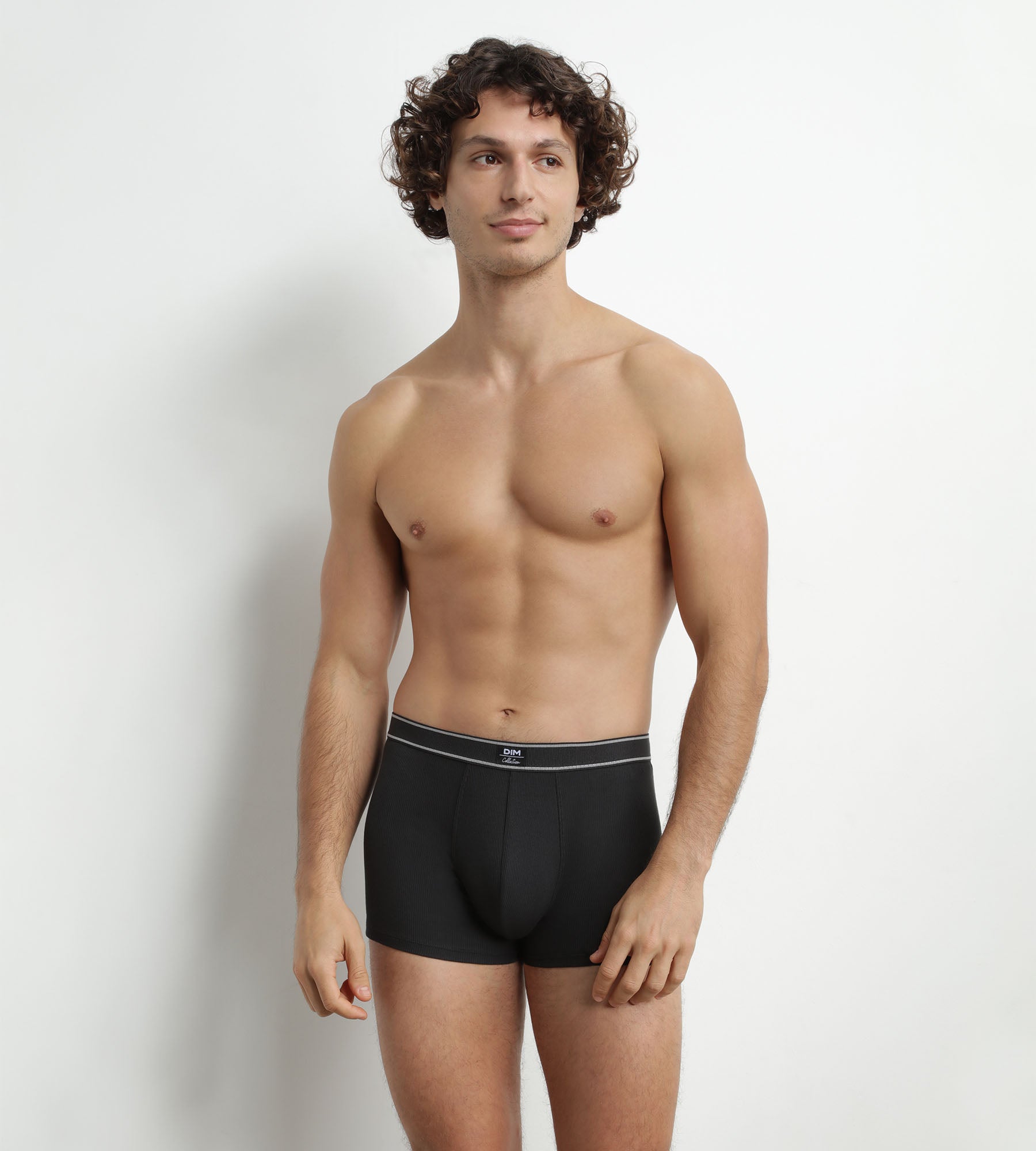 DIM Schwarze Boxershorts aus gerippter Modal-Baumwolle - DIM Elegant
