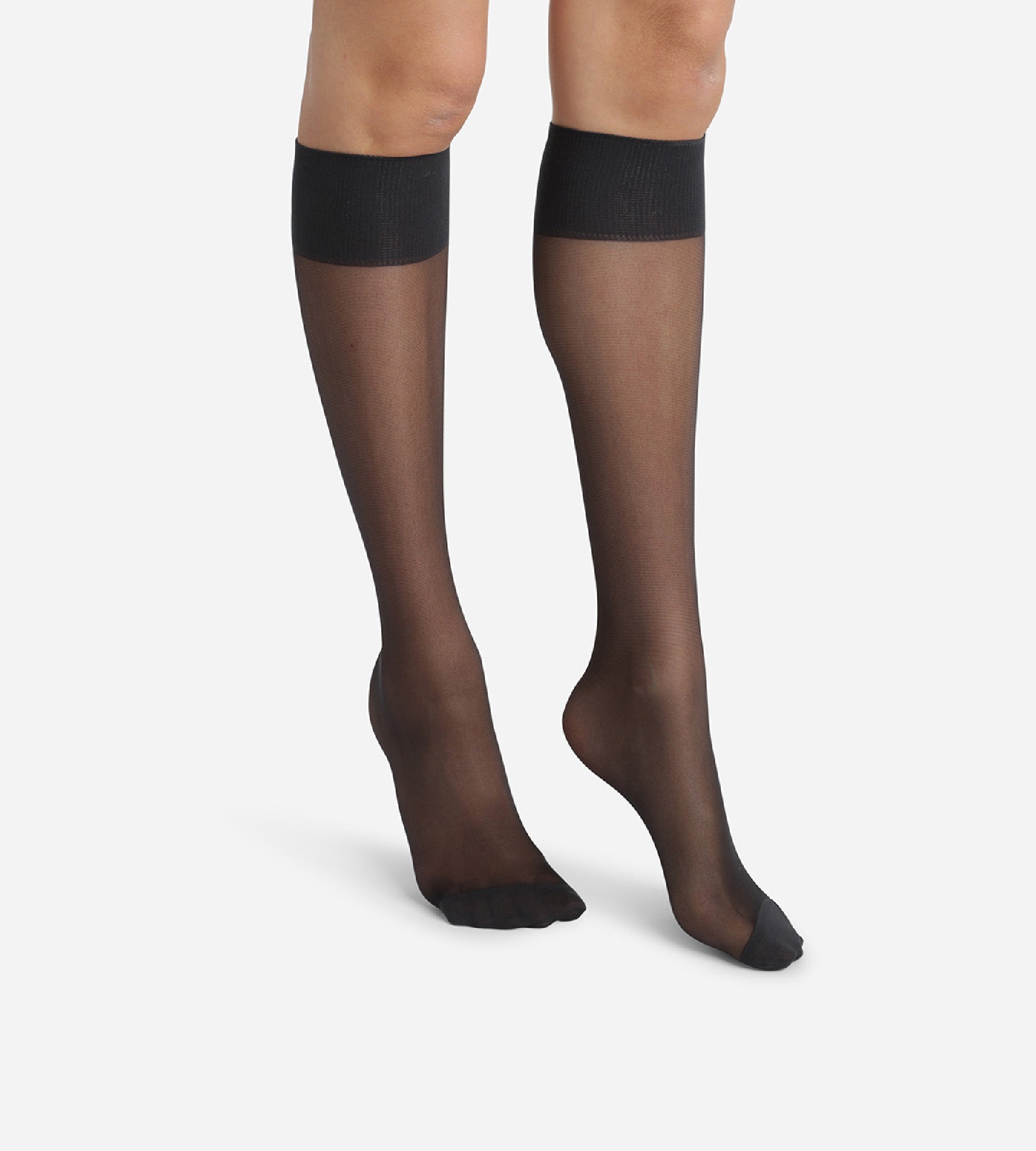 DIM 2er-Pack transparente Kniestrümpfe 20D mit Lycra® in Schwarz - Ultra Resist