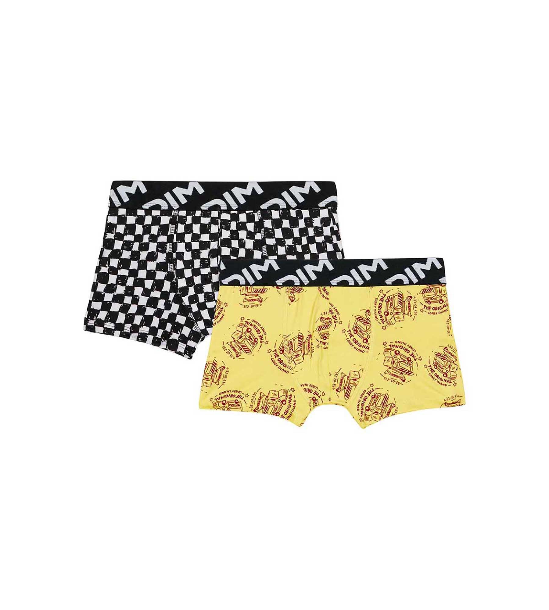 DIM 2er-Pack Jungen-Boxershorts aus recycelter Mikrofaser mit Karo-Muster - DIM Micro