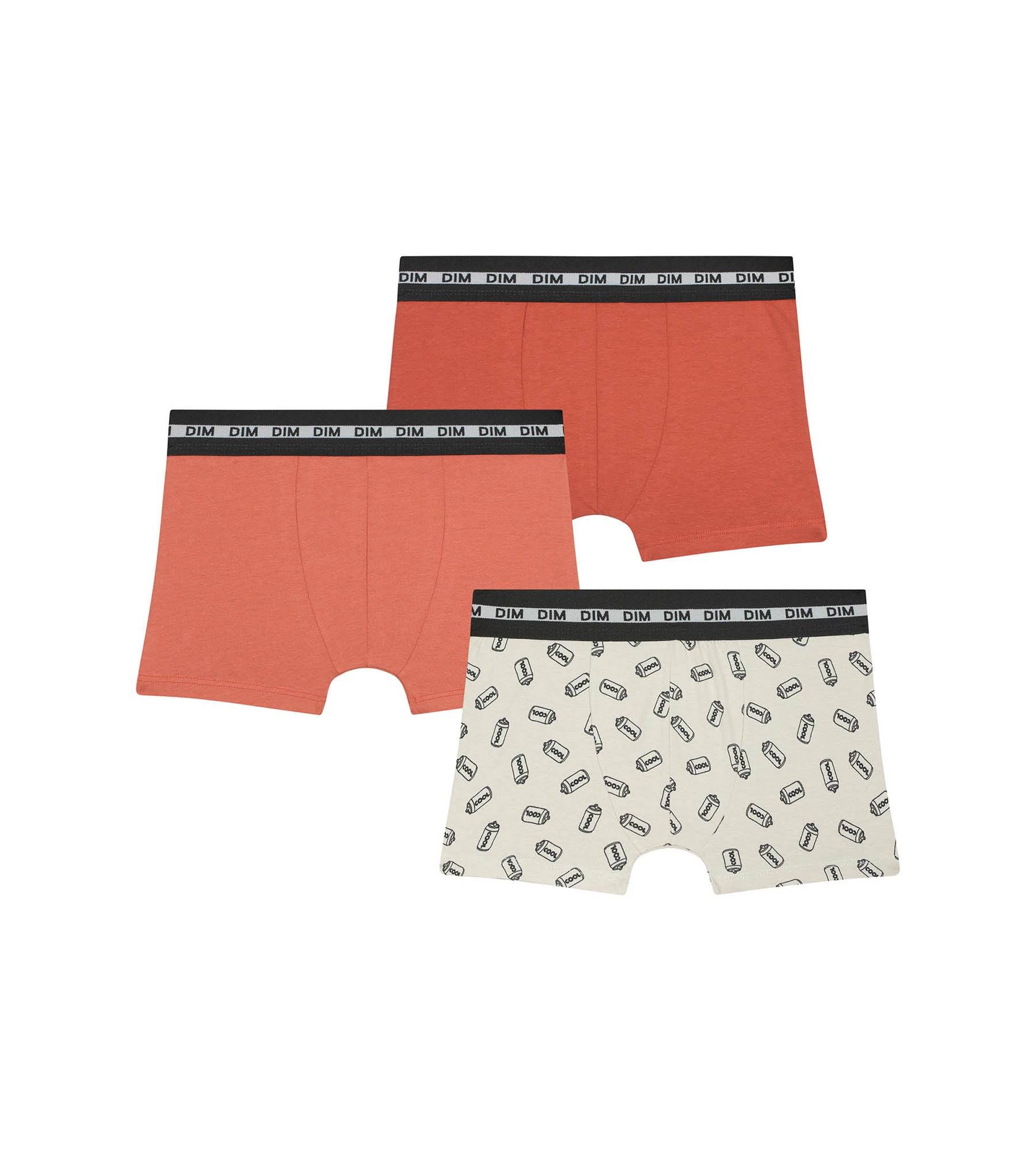DIM 3er-Pack Jungenboxershorts beige/orange aus Stretch-Baumwolle mit Limonaden-Motiv - Pockets