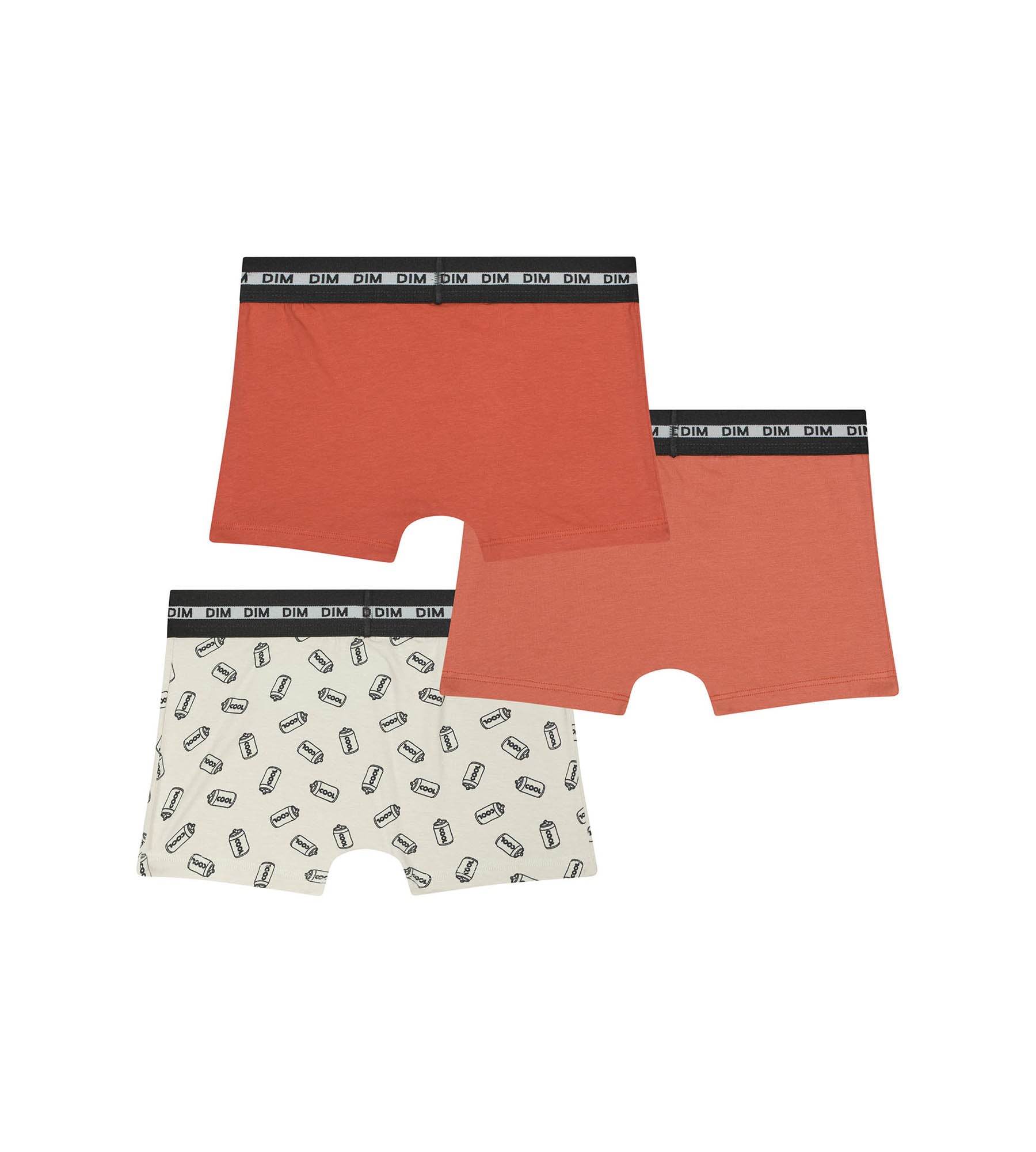DIM 3er-Pack Jungenboxershorts beige/orange aus Stretch-Baumwolle mit Limonaden-Motiv - Pockets