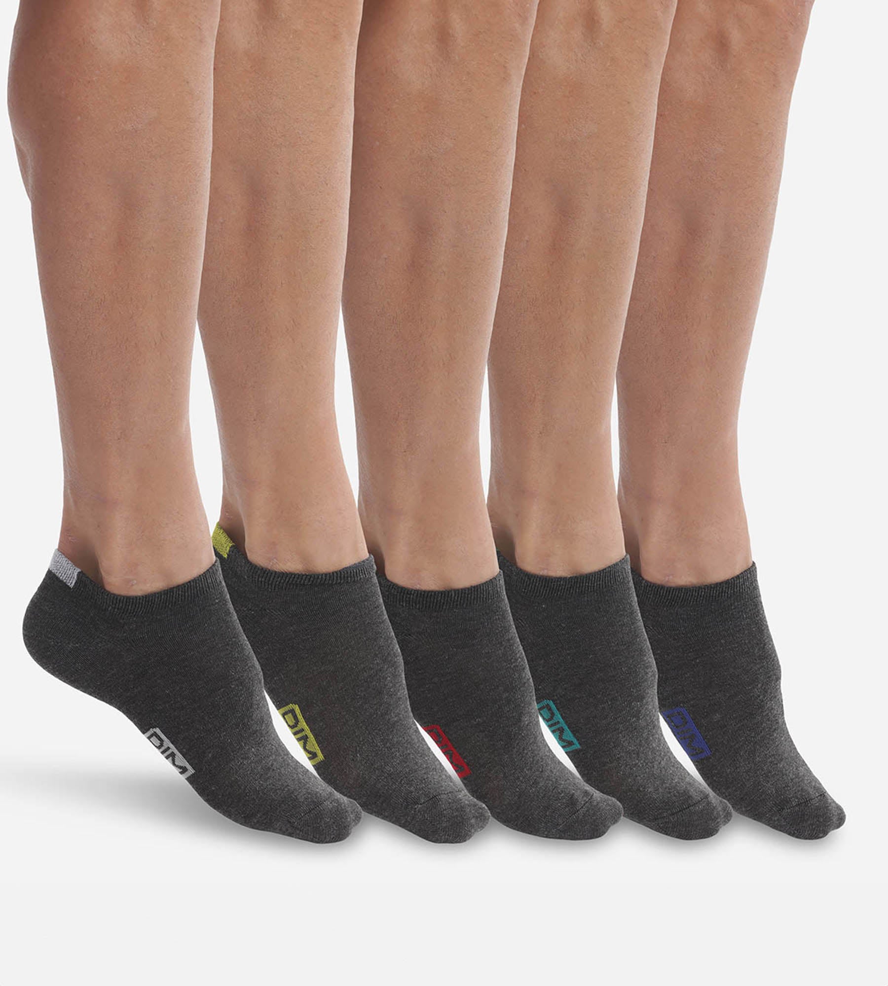 DIM 5er-Pack kurze Herrensocken aus Baumwoll-Mix grau/farbig markiert - EcoDIM