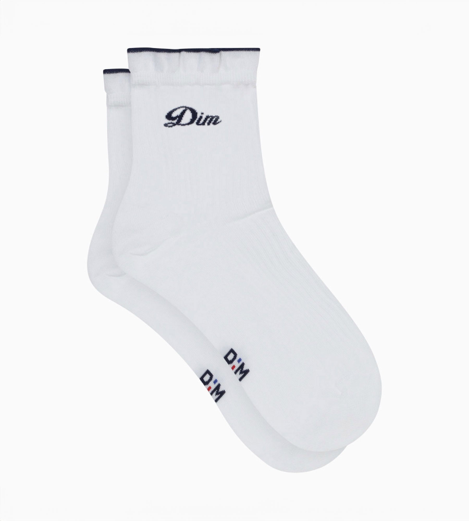 DIM Gerippte Damensocken aus Baumwolle Weiß – Made in France