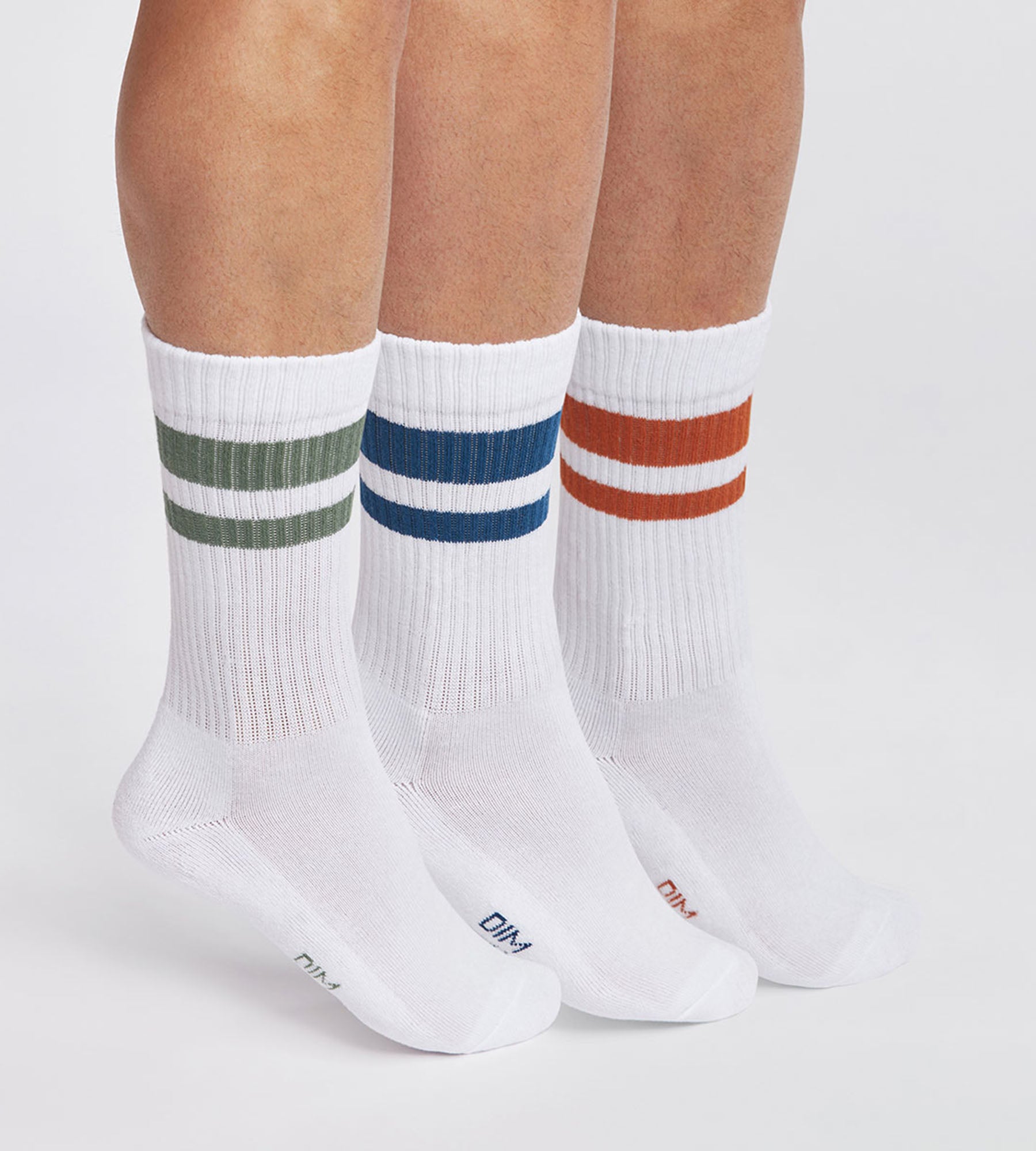 DIM 3er-Pack Herrensocken aus Baumwolle weiß/gestreift - EcoDIM Sport