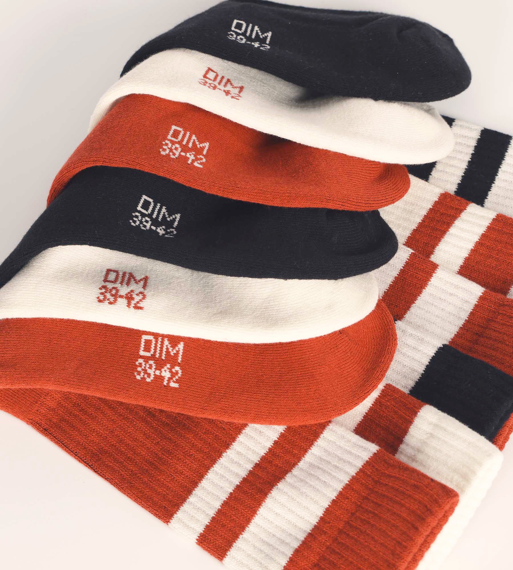DIM 3er-Pack Herrensocken aus Baumwolle rot/weiß/schwarz - EcoDIM Sport