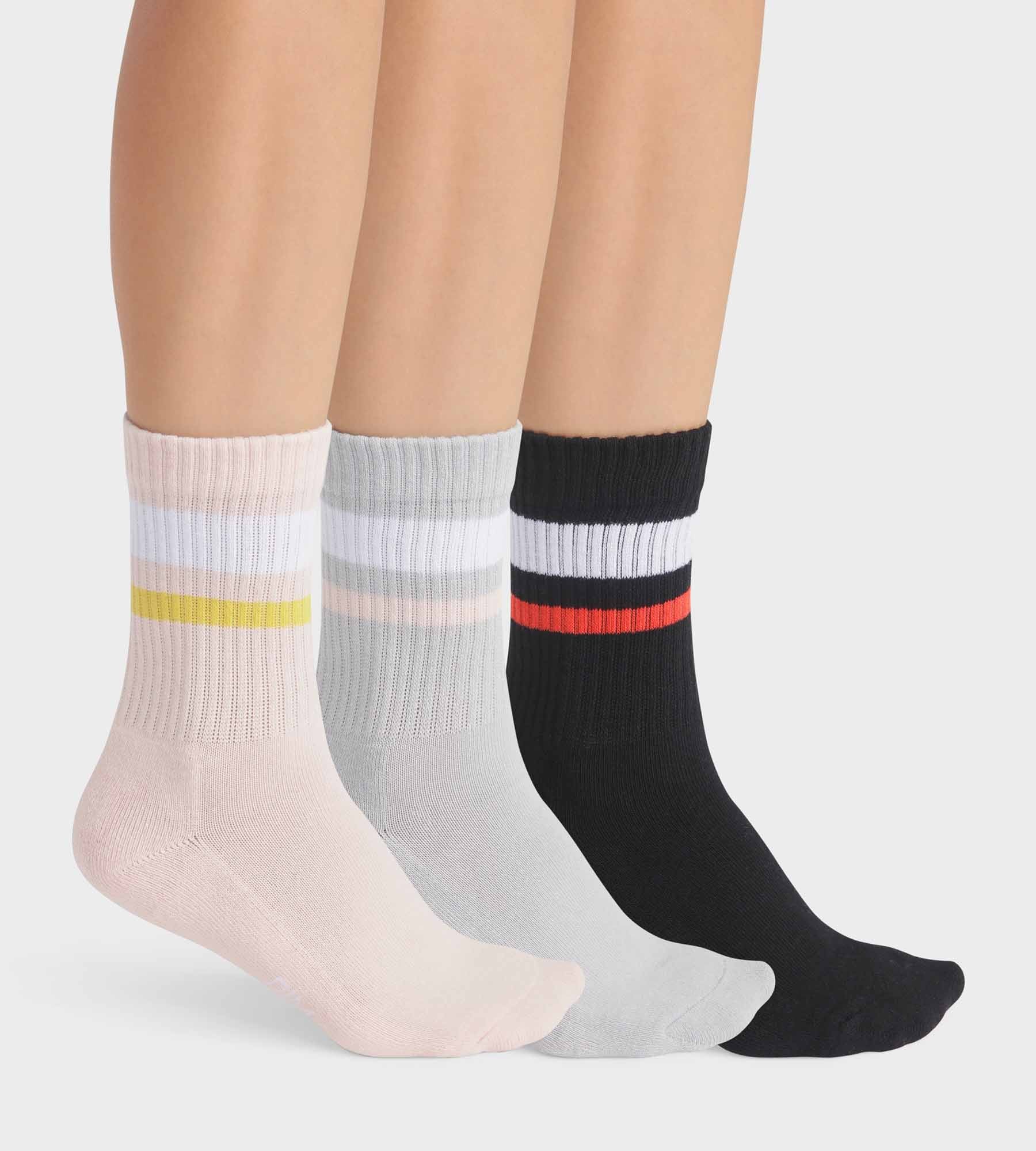 DIM 3er-Pack Damensocken aus Baumwolle schwarz/rosé/hellgrau - EcoDIM Sport
